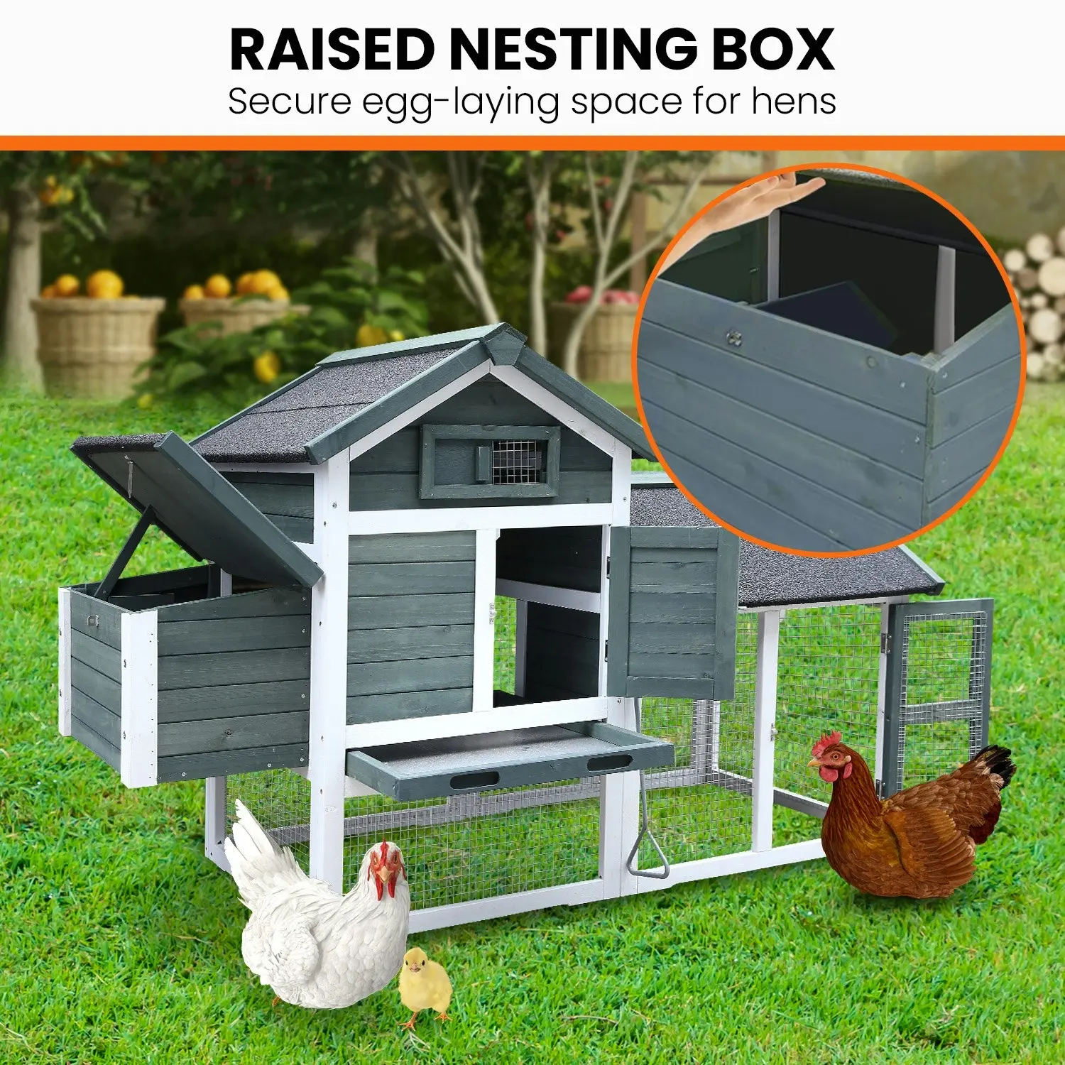 Furtastic Large Chicken Coop & Rabbit Hutch With Ramp - Green