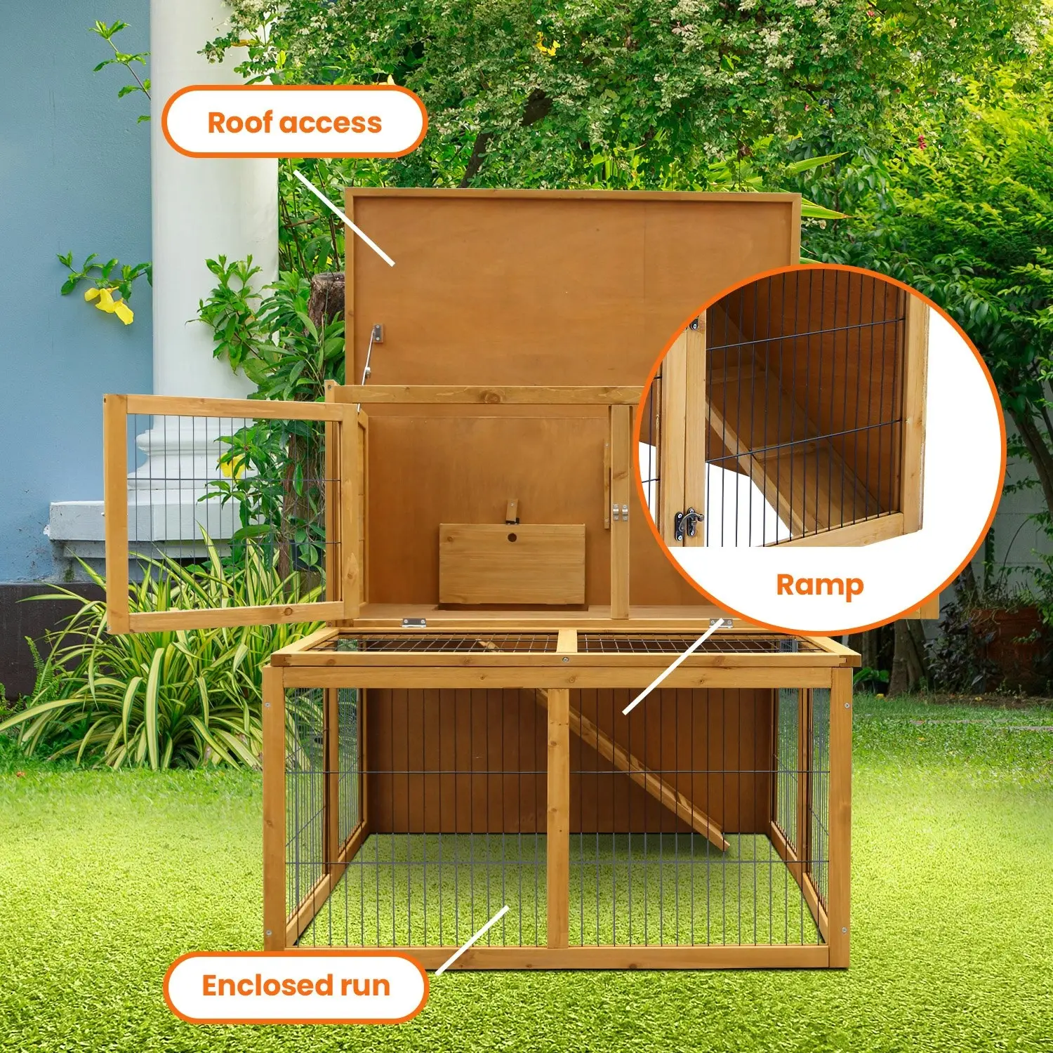 Furtastic 2-Storey Chicken Coop & Rabbit Hutch With Large Run