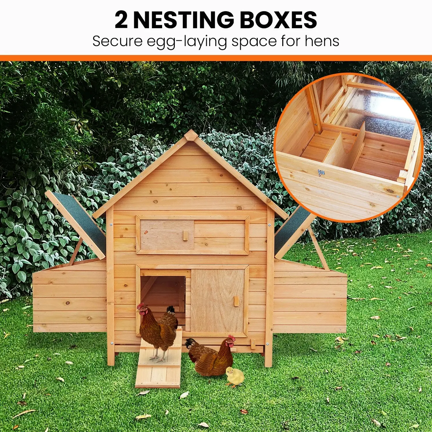 Furtastic Wooden Chicken Coop & Rabbit Hutch With Ramp Nesting Boxes