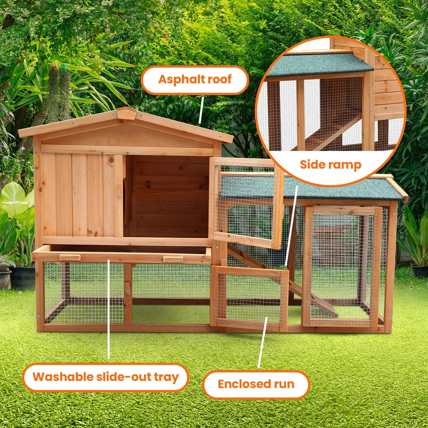 Furtastic Large Wooden Chicken Coop & Rabbit Hutch With Ramp