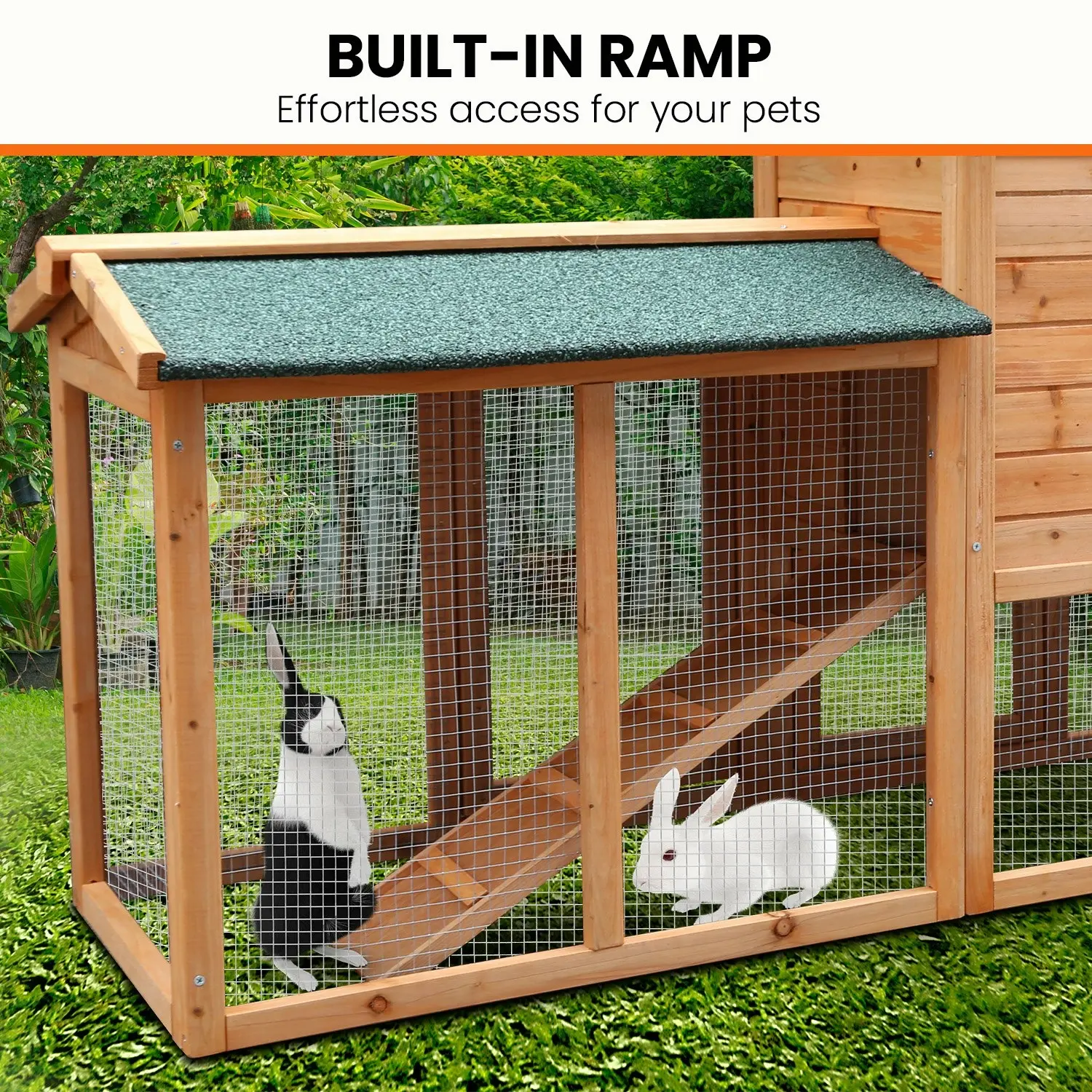 Furtastic Large Wooden Chicken Coop & Rabbit Hutch With Ramp