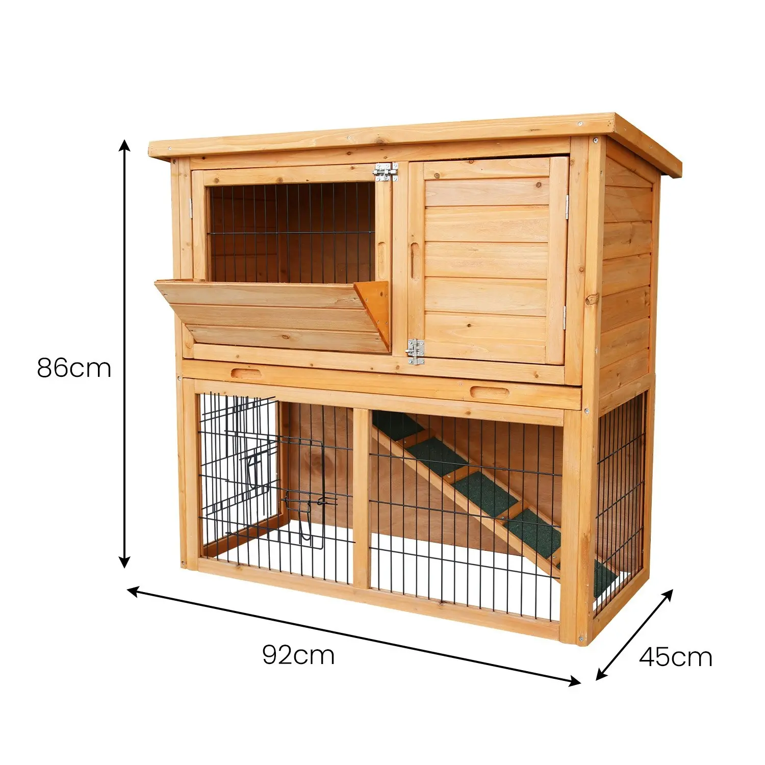 Furtastic 2-Storey Wooden Chicken Coop & Rabbit Hutch With Trough