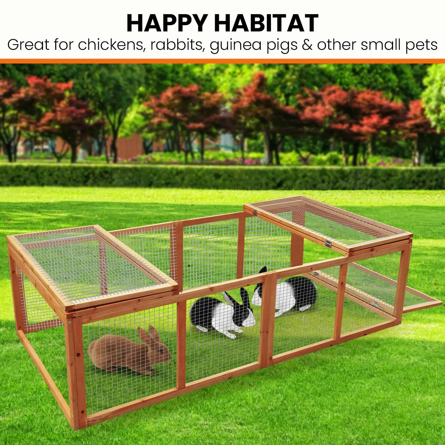 Furtastic Rectangular Wooden Chicken Coop & Rabbit Hutch