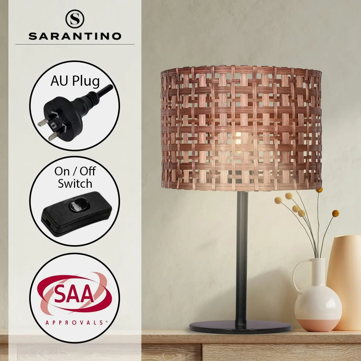 Sarantino Rattan Desk Lamp