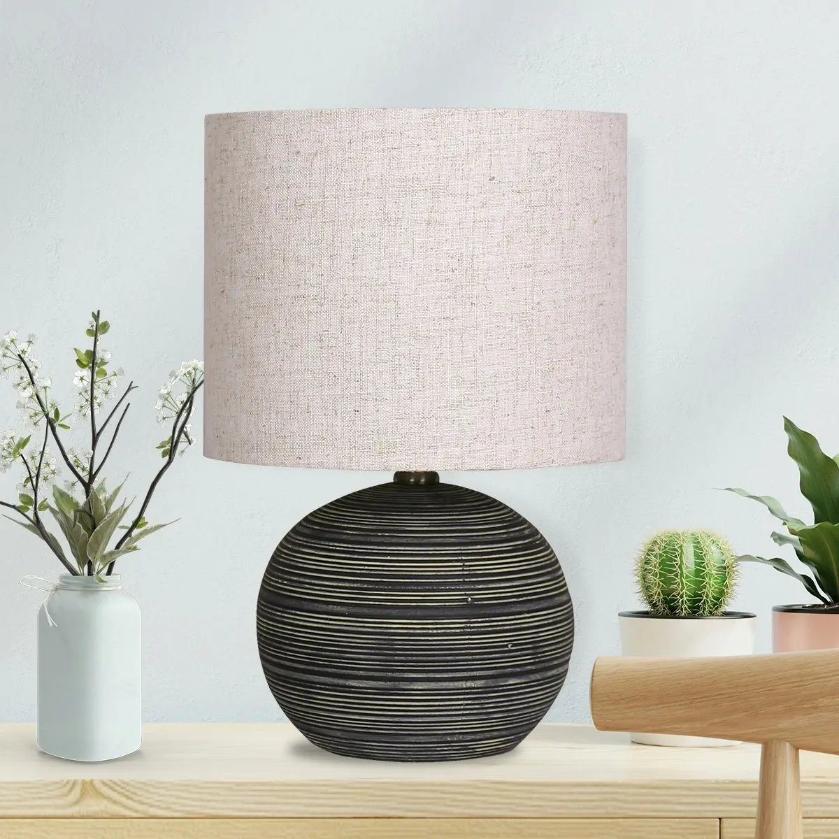 Sarantino Ceramic Table Lamp with Striped Pattern