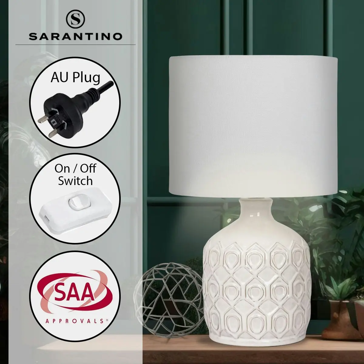 Sarantino Ceramic Table Lamp in Cream