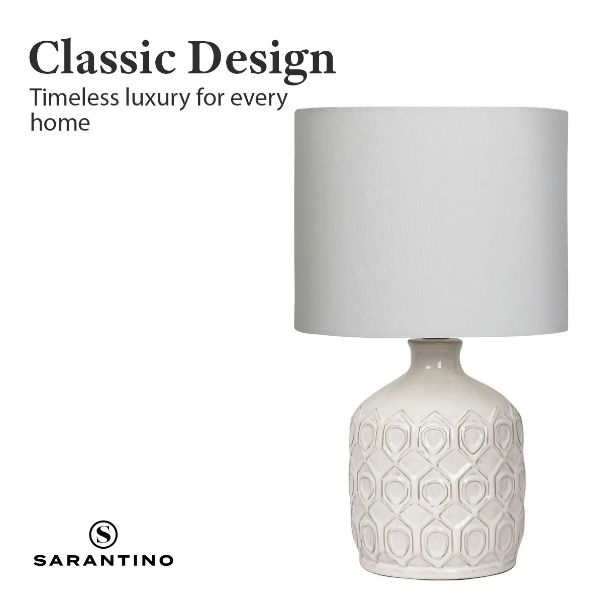 Sarantino Ceramic Table Lamp in Cream