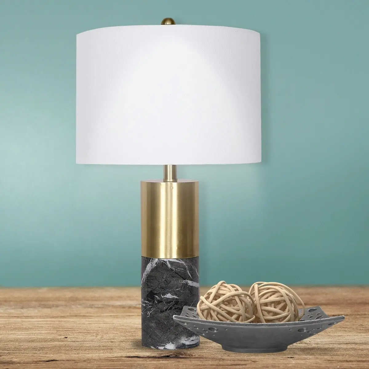 Sarantino Metal and Marble Table Lamp in Black