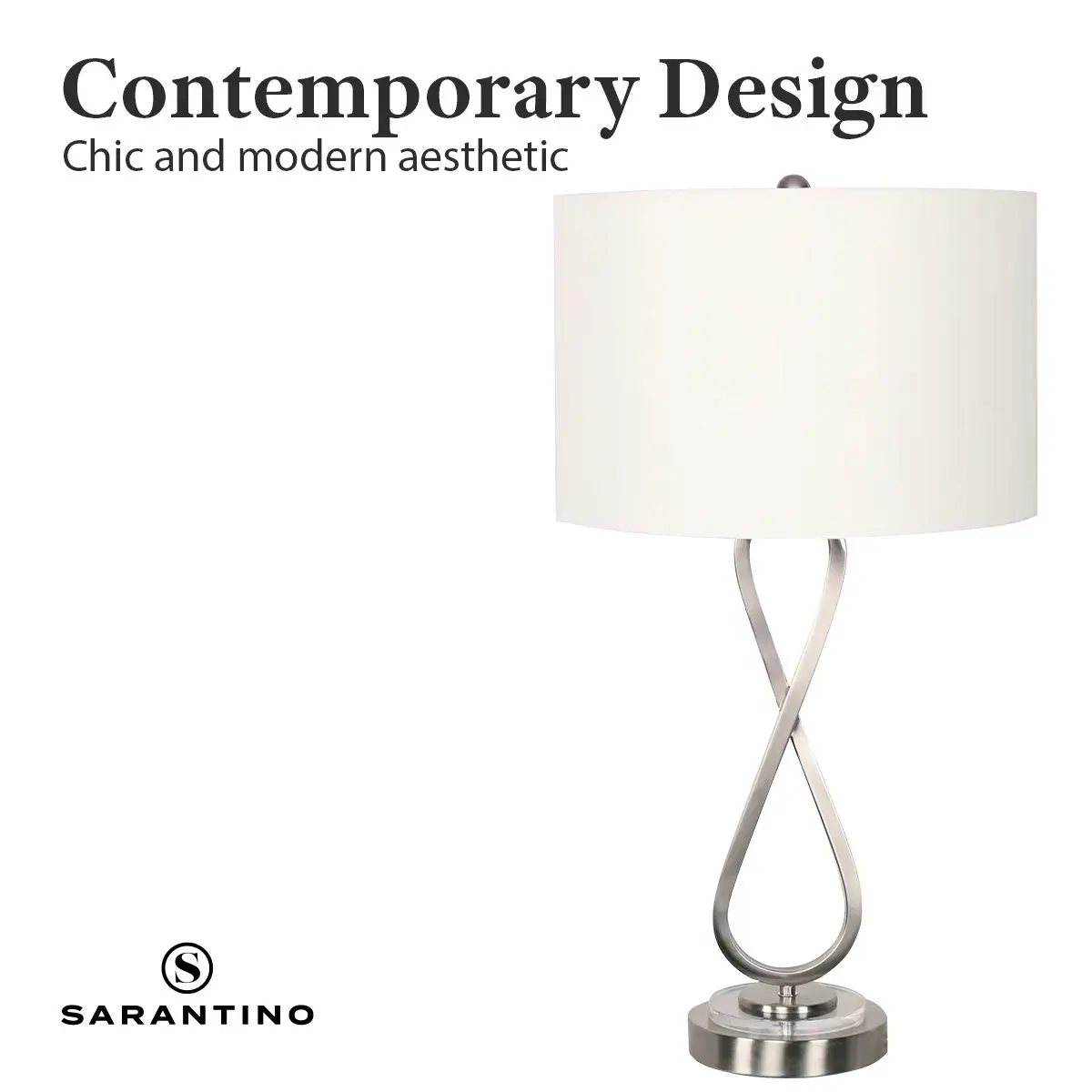 Sarantino Contemporary Table Lamp in Nickel Finish