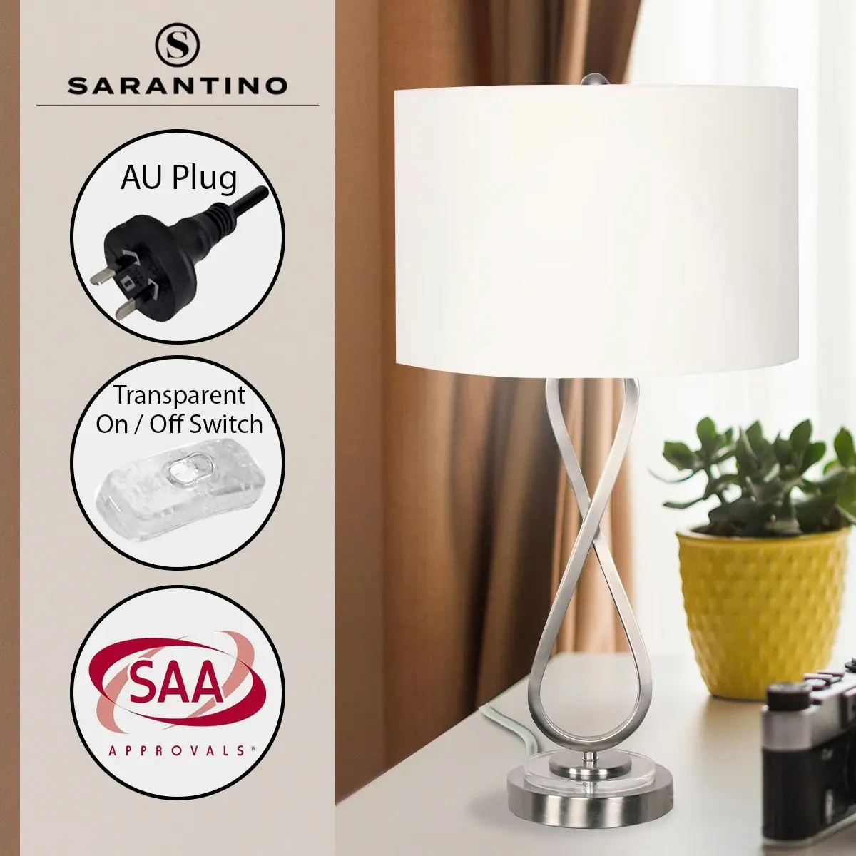 Sarantino Contemporary Table Lamp in Nickel Finish