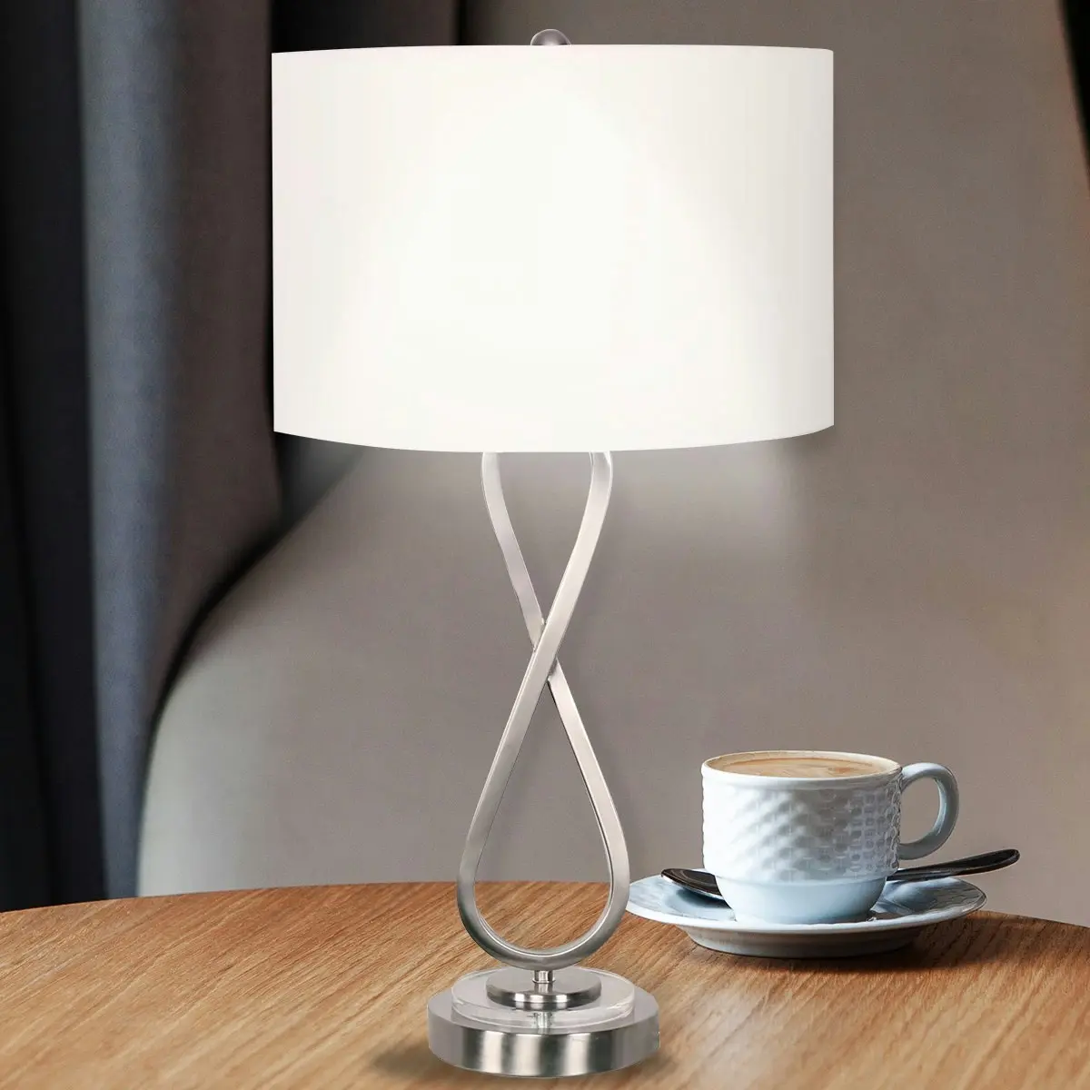 Sarantino Contemporary Table Lamp in Nickel Finish