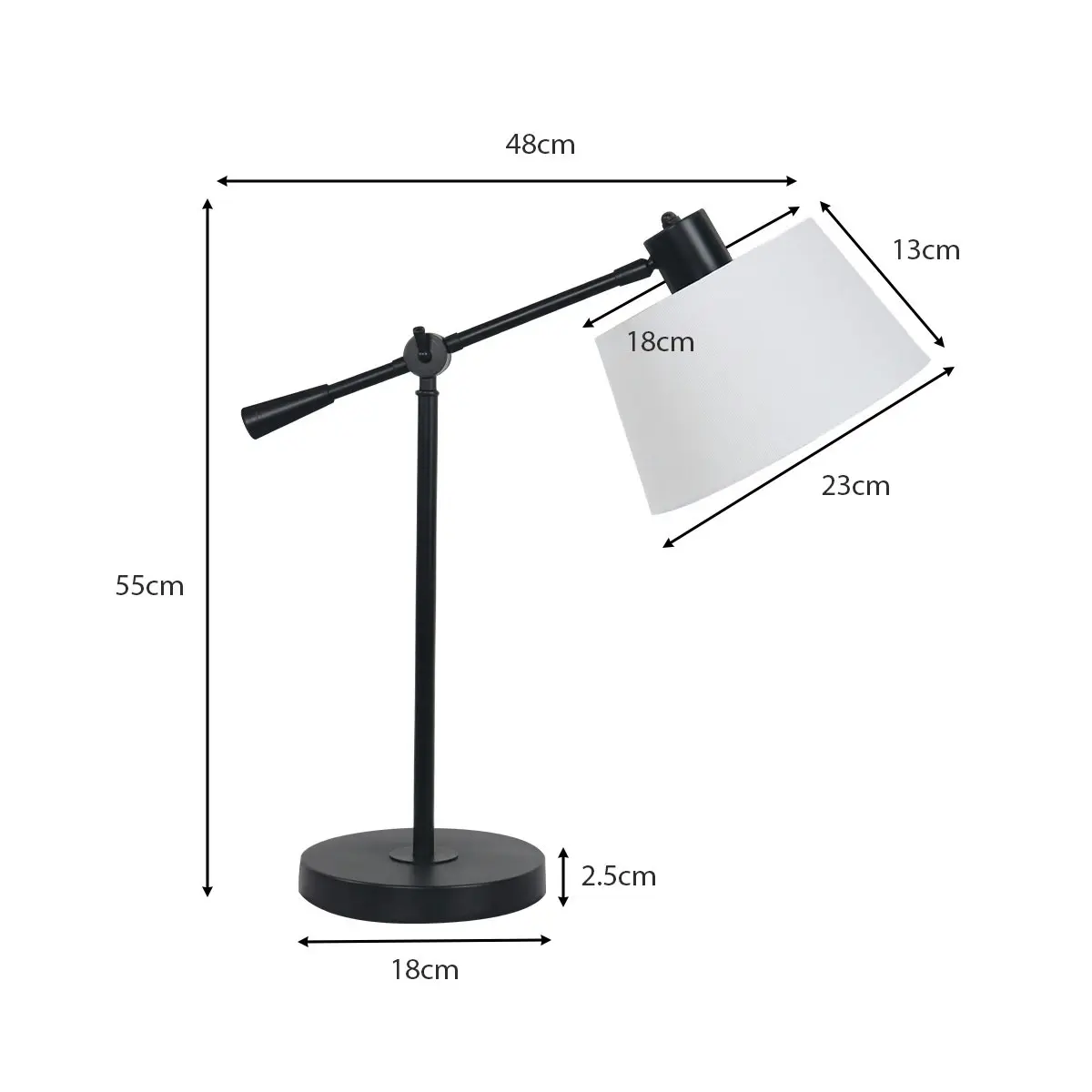 Sarantino Adjustable Metal Table Lamp - Black