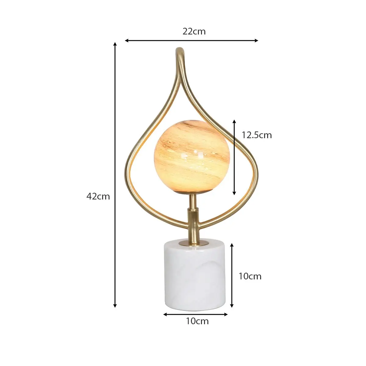 Sarantino Sculptural Orange Glass Table Lamp with White Marble Base