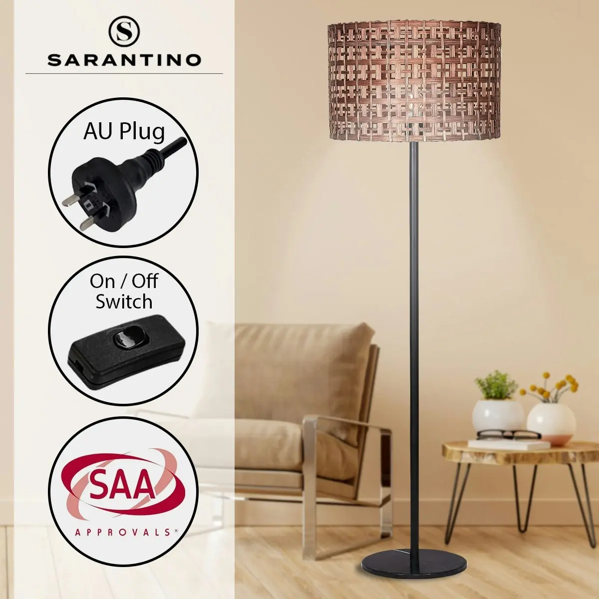 Sarantino Rattan Floor Lamp