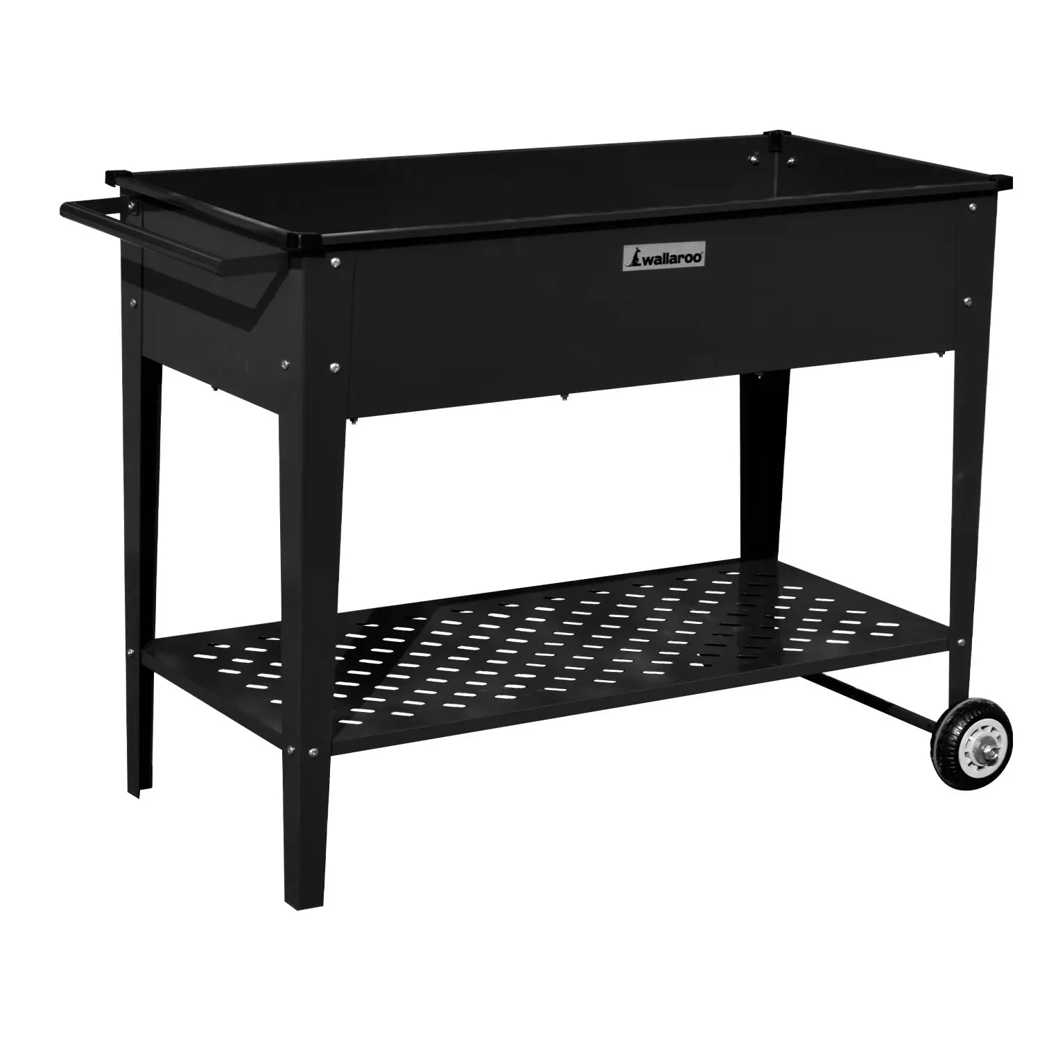 Wallaroo 108.5 x 50.5 x 80cm Galvanized Steel Garden Bed Cart Raised Planter Box - Black