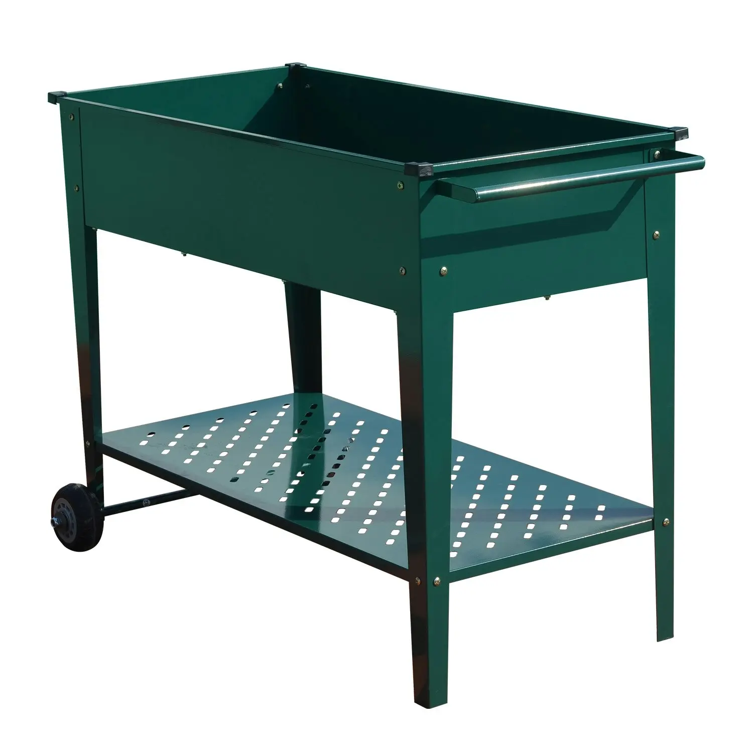 Wallaroo 108.5 x 50.5 x 80cm Galvanized Steel Garden Bed Cart Raised Planter Box - Green