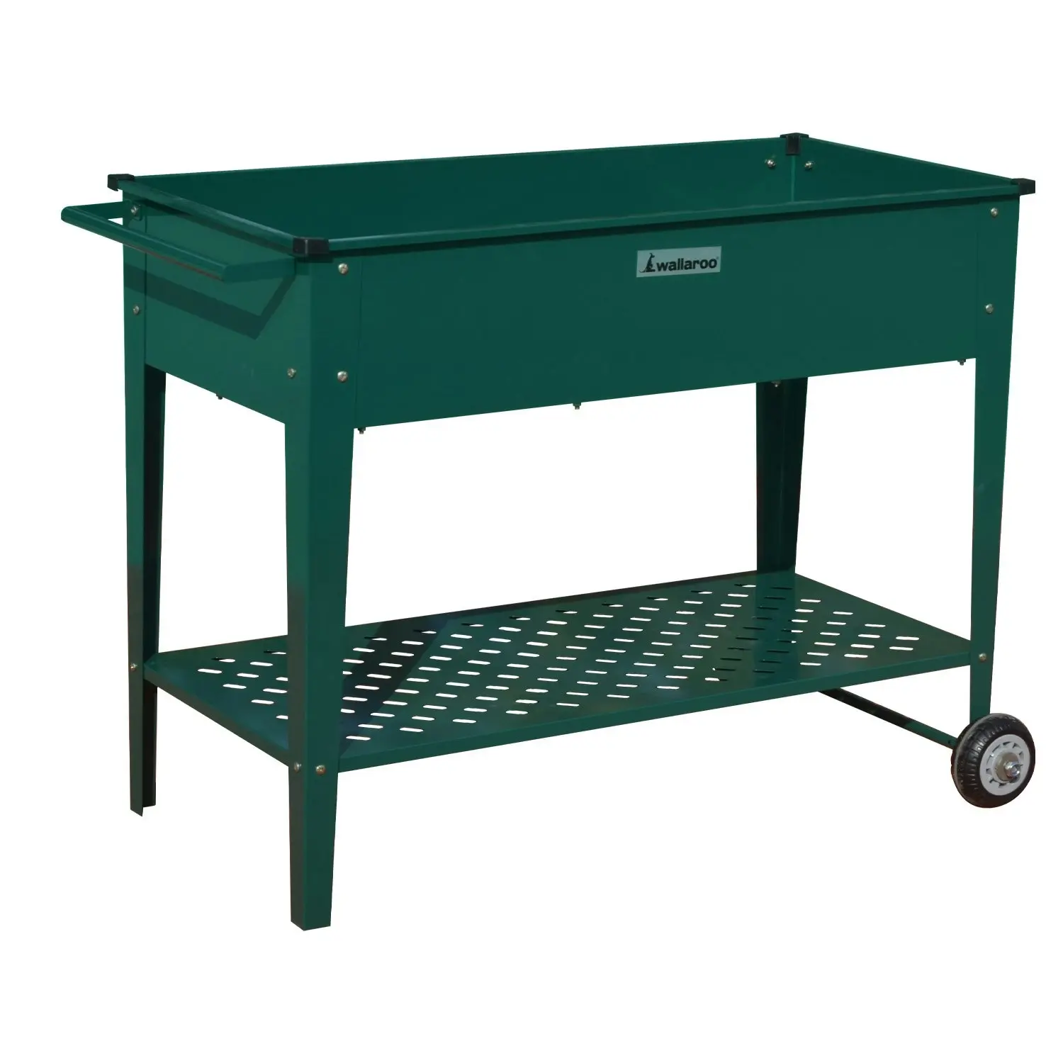 Wallaroo 108.5 x 50.5 x 80cm Galvanized Steel Garden Bed Cart Raised Planter Box - Green