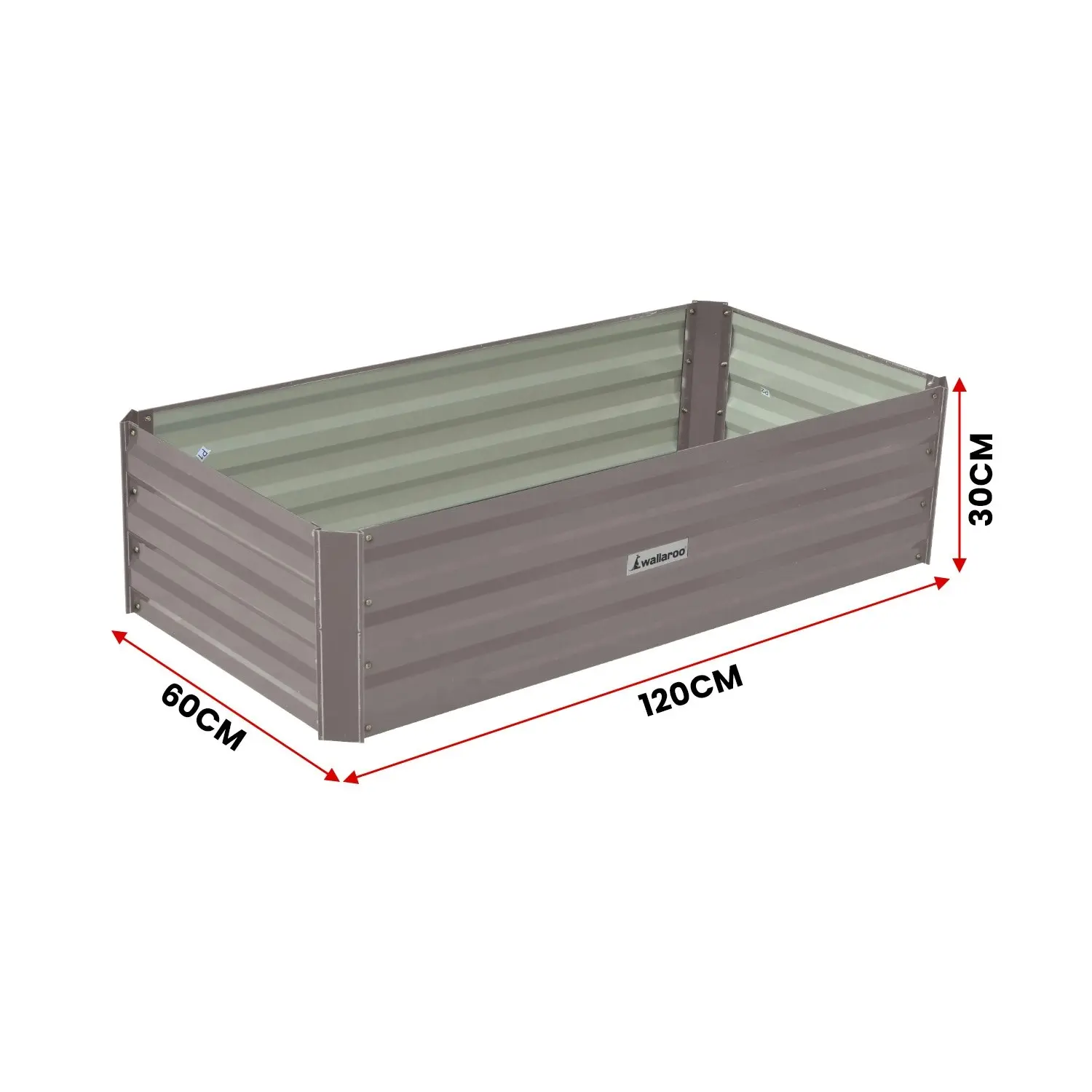 Wallaroo Garden Bed 120 x 60 x 30cm Galvanized Steel - Grey