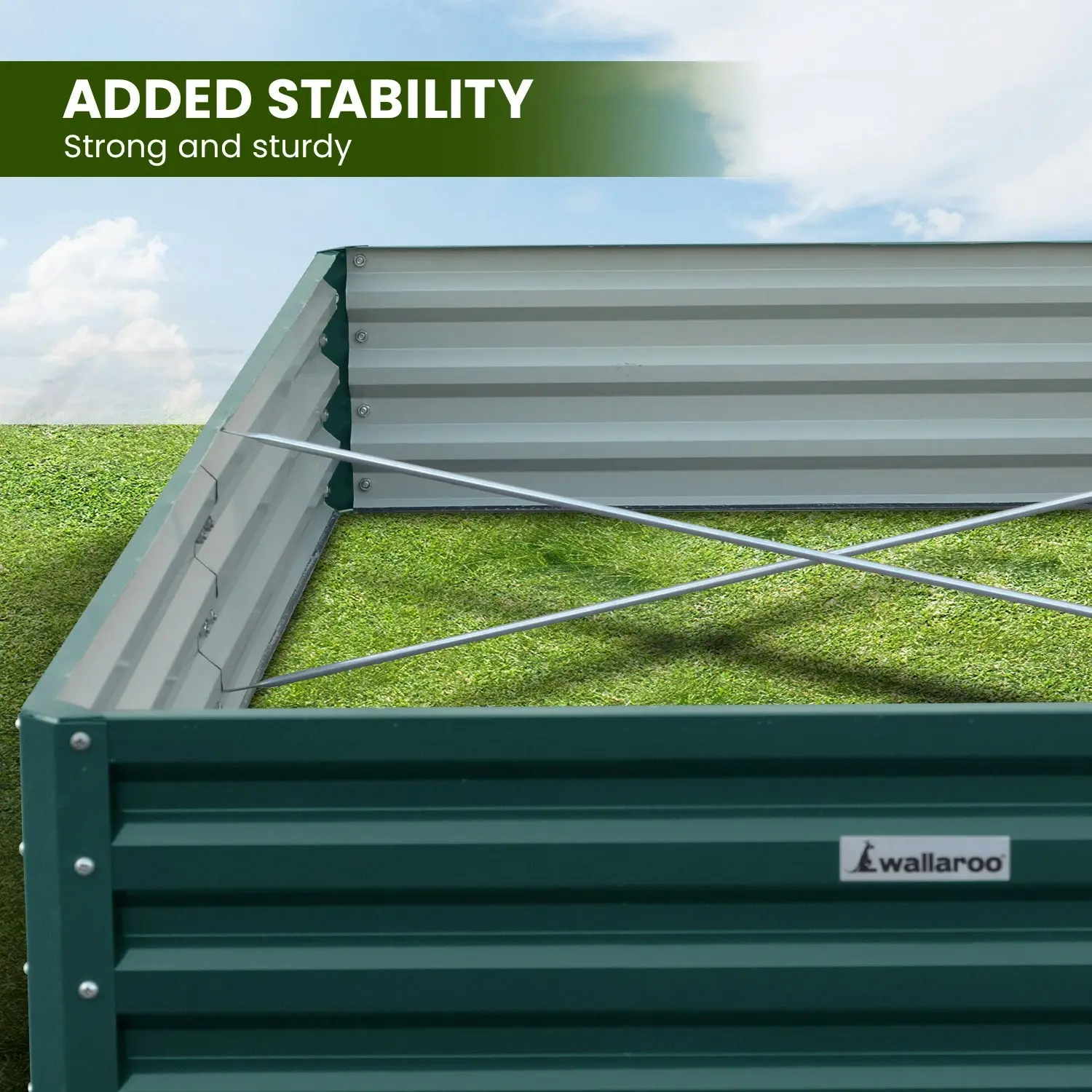 Wallaroo 240 x 120 x 30cm Galvanized Steel Garden Bed - Green