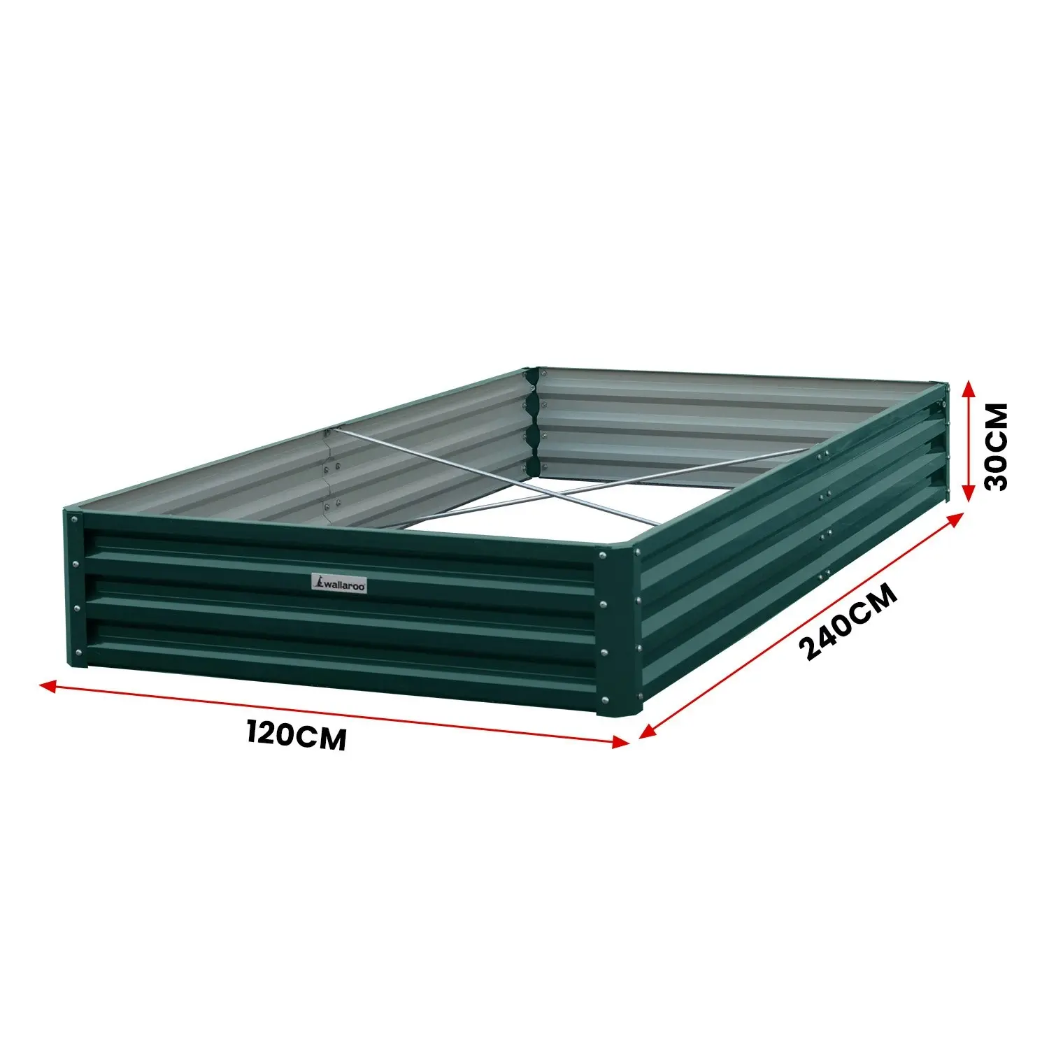 Wallaroo 240 x 120 x 30cm Galvanized Steel Garden Bed - Green