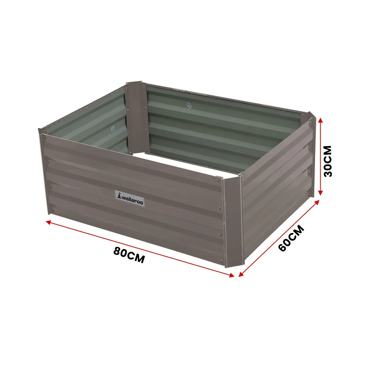 Wallaroo 80 x 60 x 30cm Galvanized Steel Garden Bed - Grey