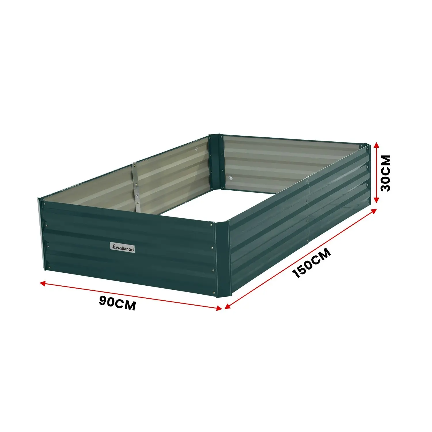 Wallaroo 150 x 90 x 30cm Galvanized Steel Garden Bed - Green