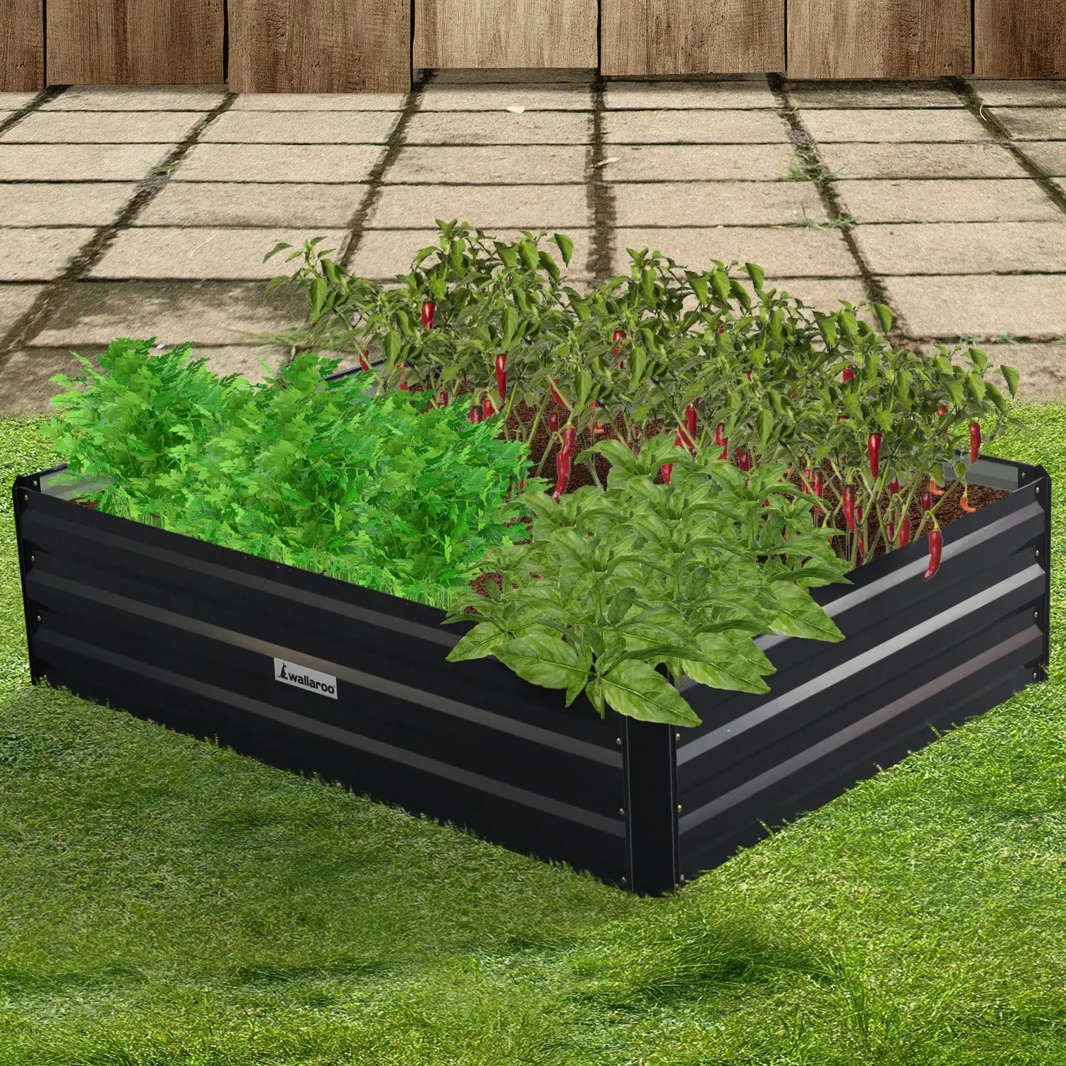 Wallaroo 120 x 90 x 30cm Galvanized Steel Garden Bed - Black