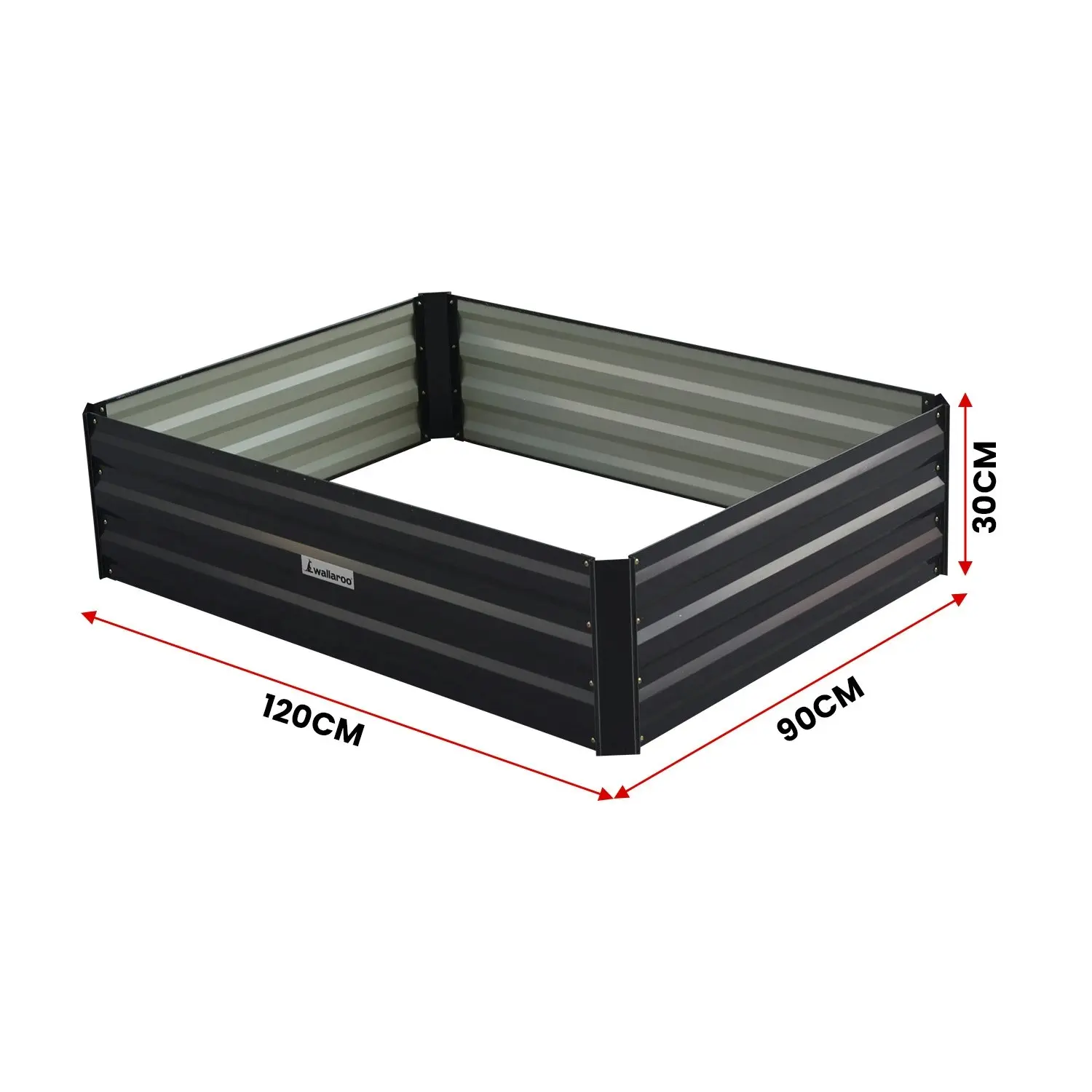 Wallaroo 120 x 90 x 30cm Galvanized Steel Garden Bed - Black