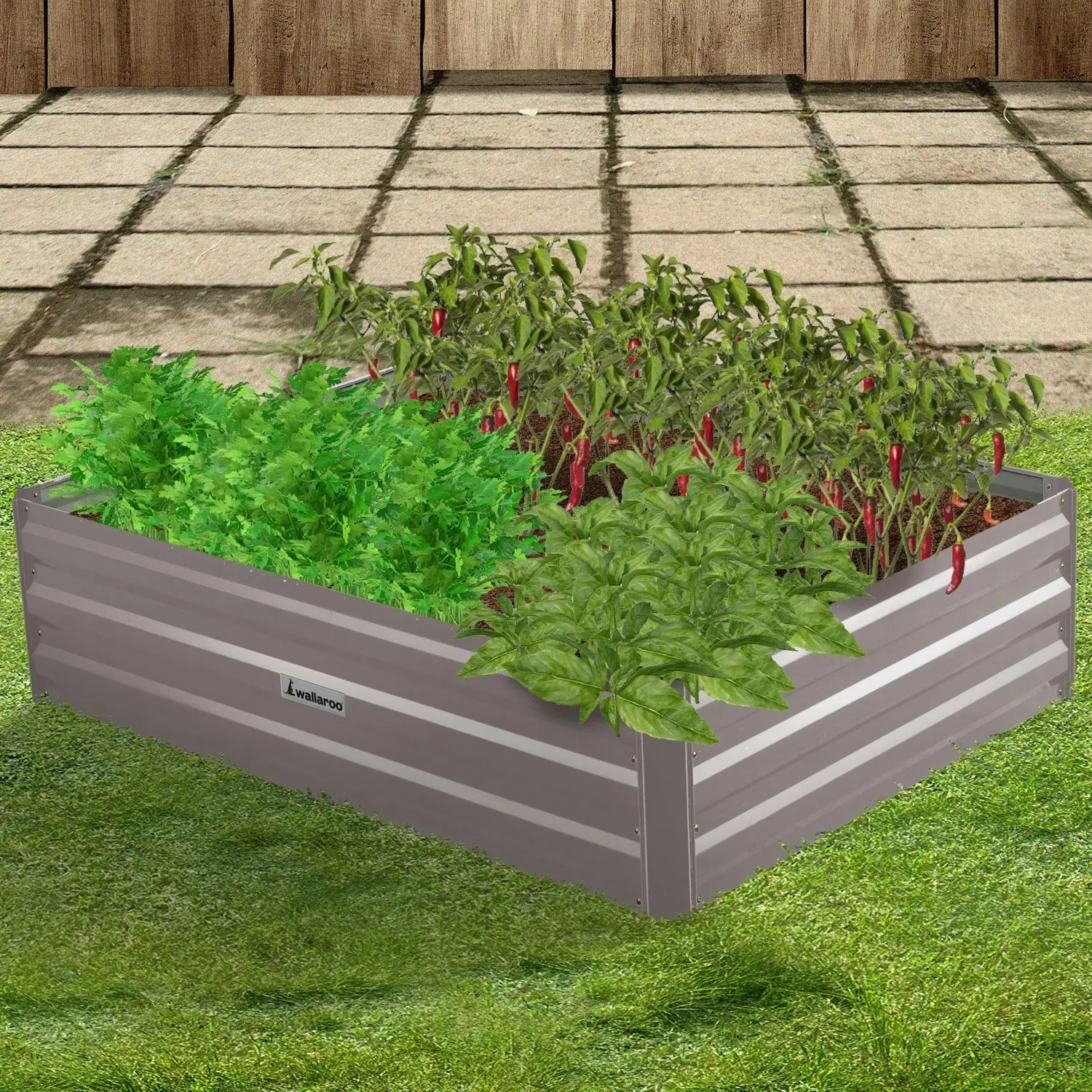 Wallaroo 120 x 90 x 30cm Galvanized Steel Garden Bed - Grey