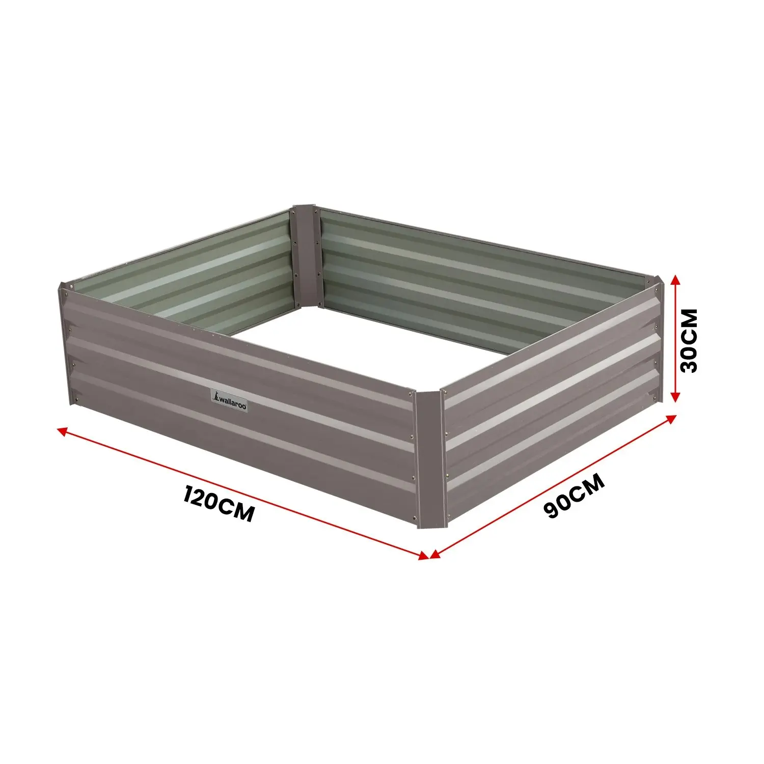 Wallaroo 120 x 90 x 30cm Galvanized Steel Garden Bed - Grey