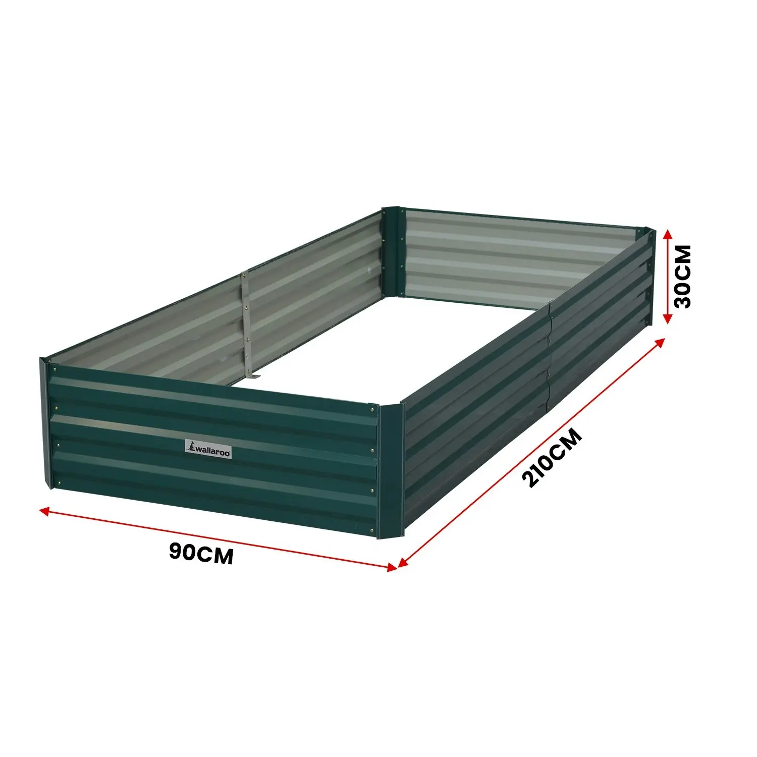 Wallaroo 210 x 90 x 30cm Galvanized Steel Garden Bed - Green