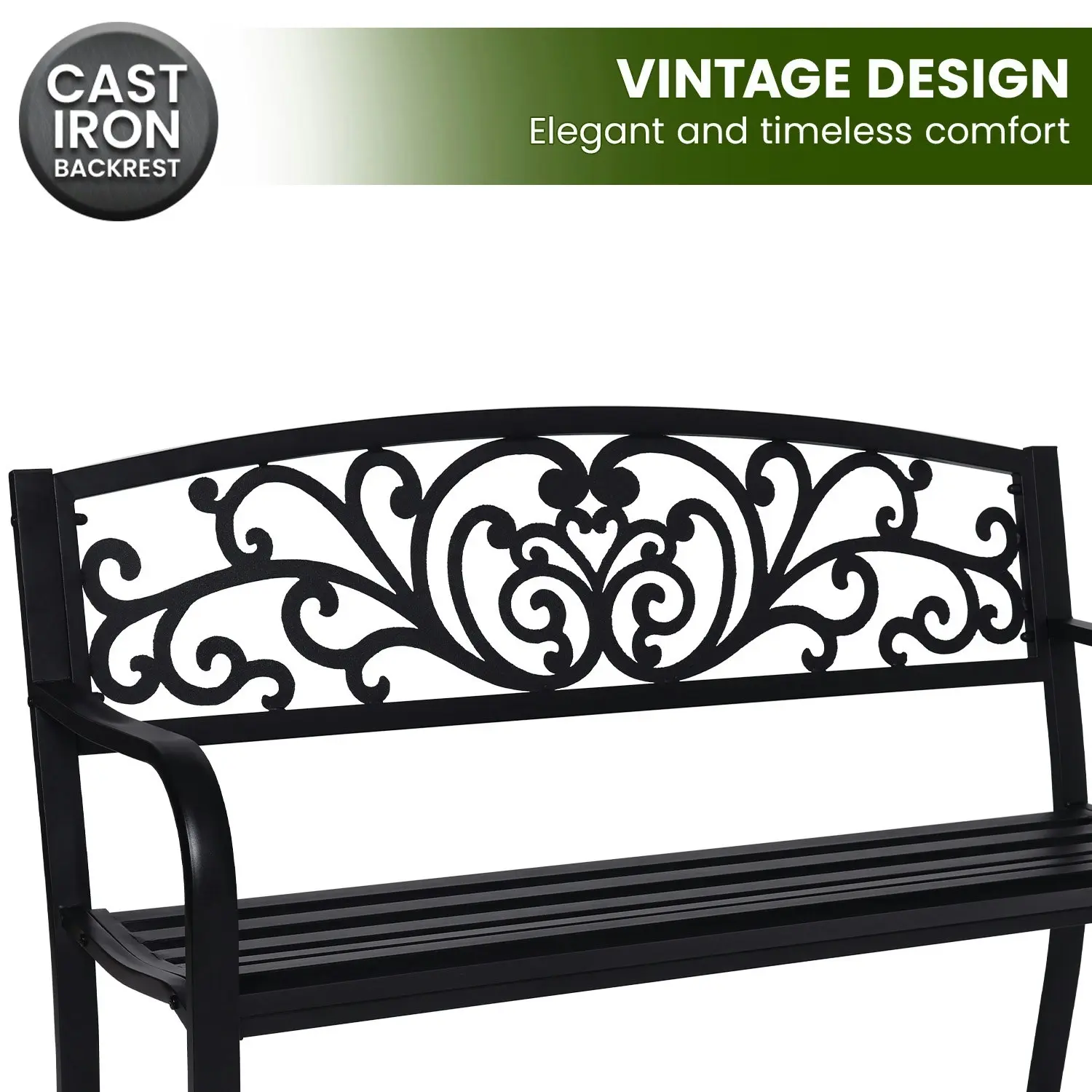 Wallaroo Steel Outdoor Garden Bench - Floral