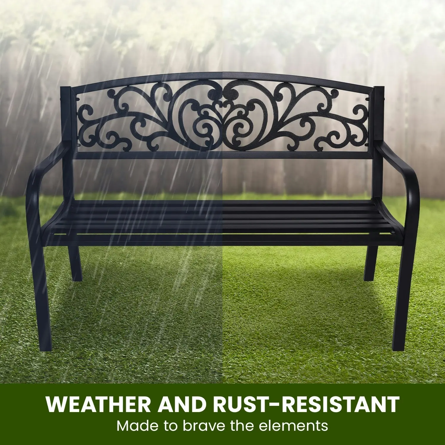 Wallaroo Steel Outdoor Garden Bench - Floral