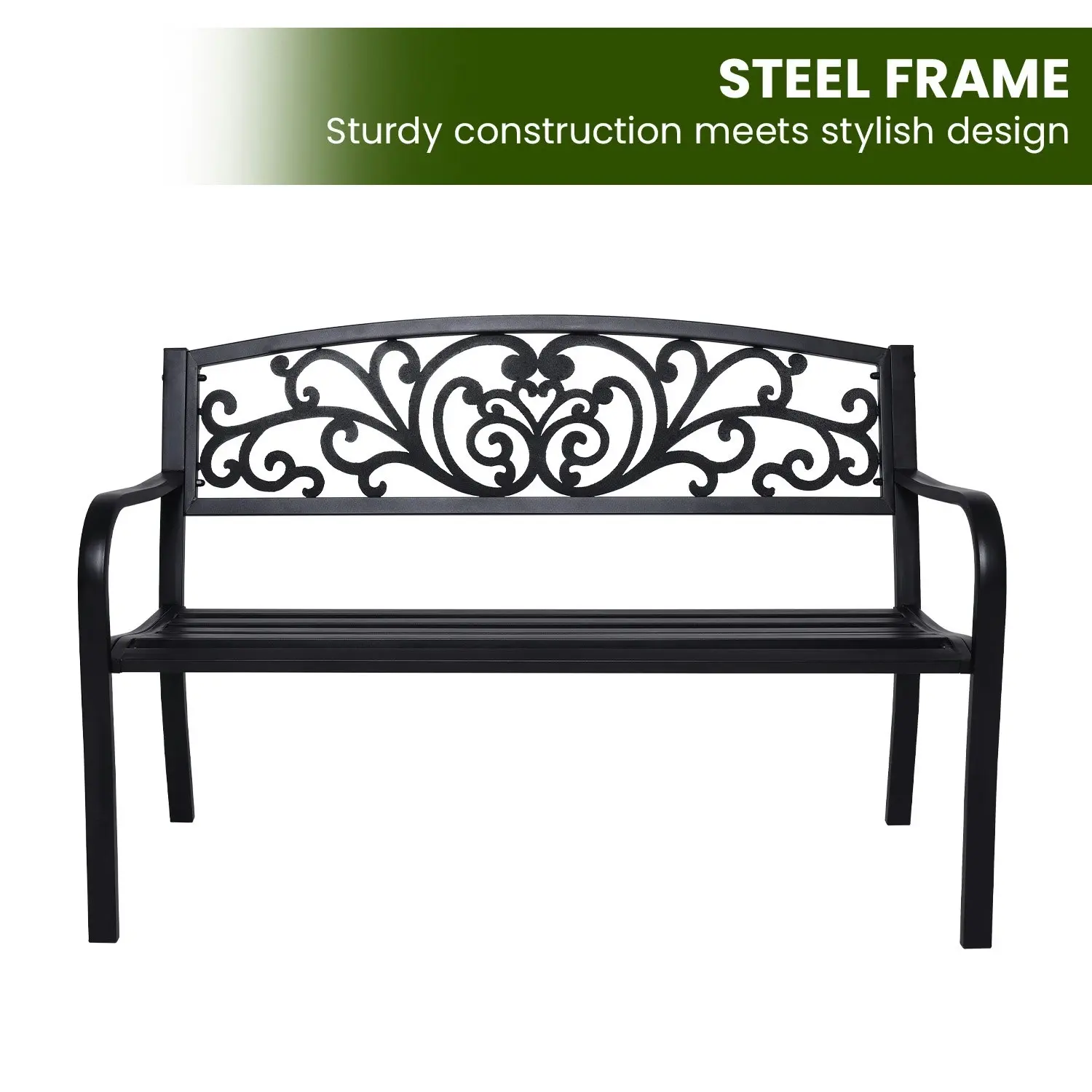 Wallaroo Steel Outdoor Garden Bench - Floral