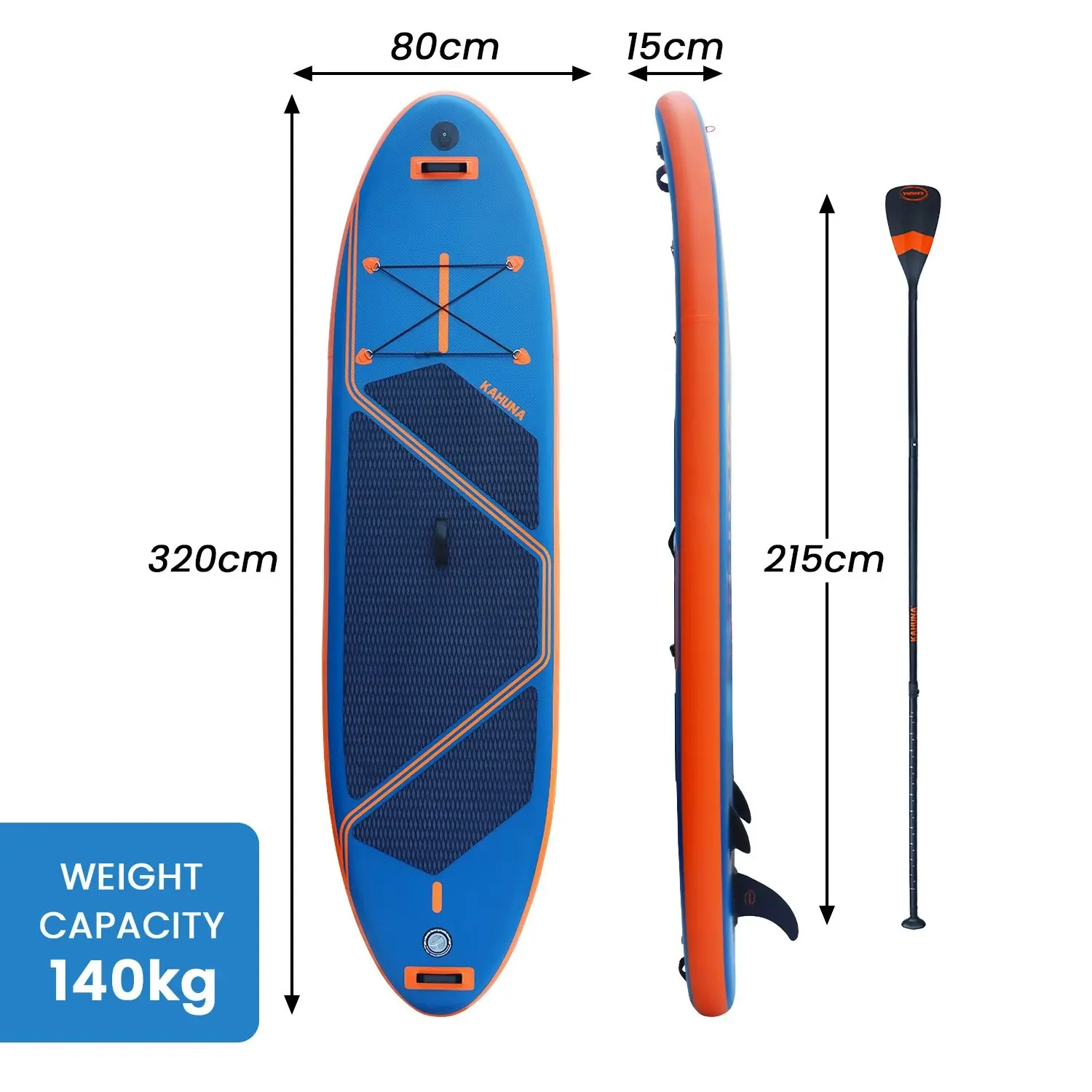 Kahuna Kai Premium Sports 10.6FT Inflatable Stand Up Paddle Board with iSUP Accessories & Carry Bag