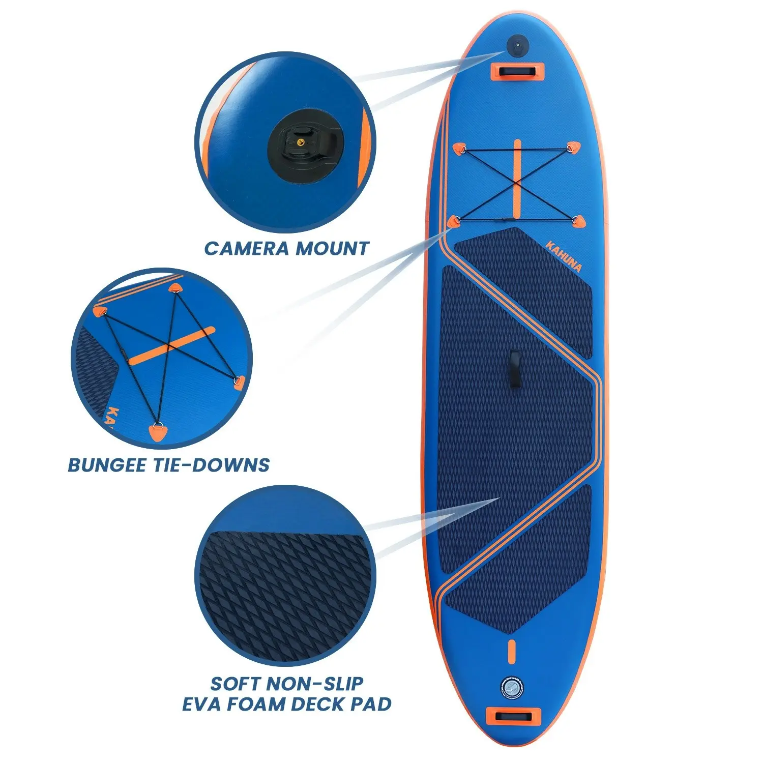 Kahuna Kai Premium Sports 10.6FT Inflatable Stand Up Paddle Board with iSUP Accessories & Carry Bag