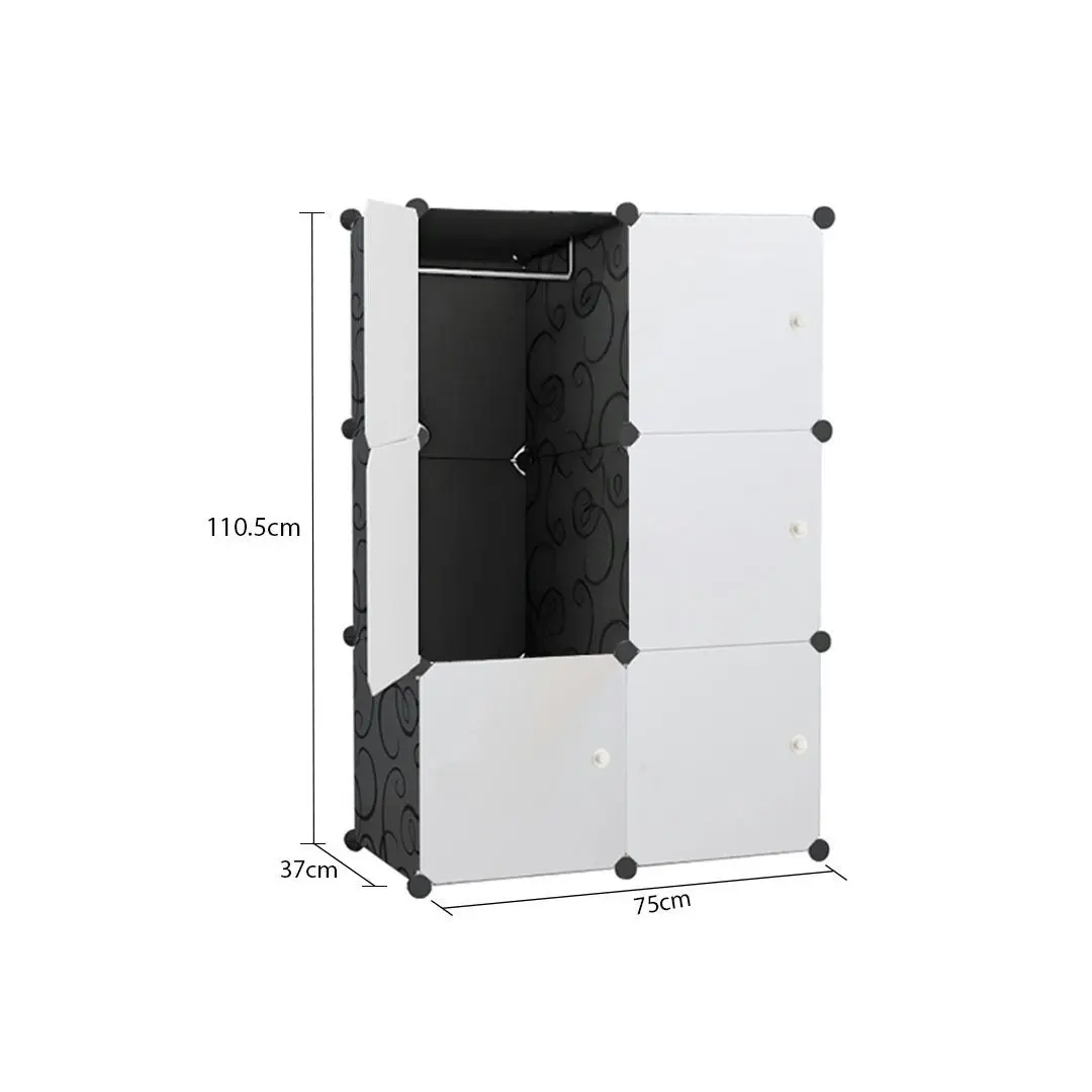 Soga 3 Tier 6-Cube Portable Wardrobe Divide-Grid Modular Storage Organiser Foldable Closet