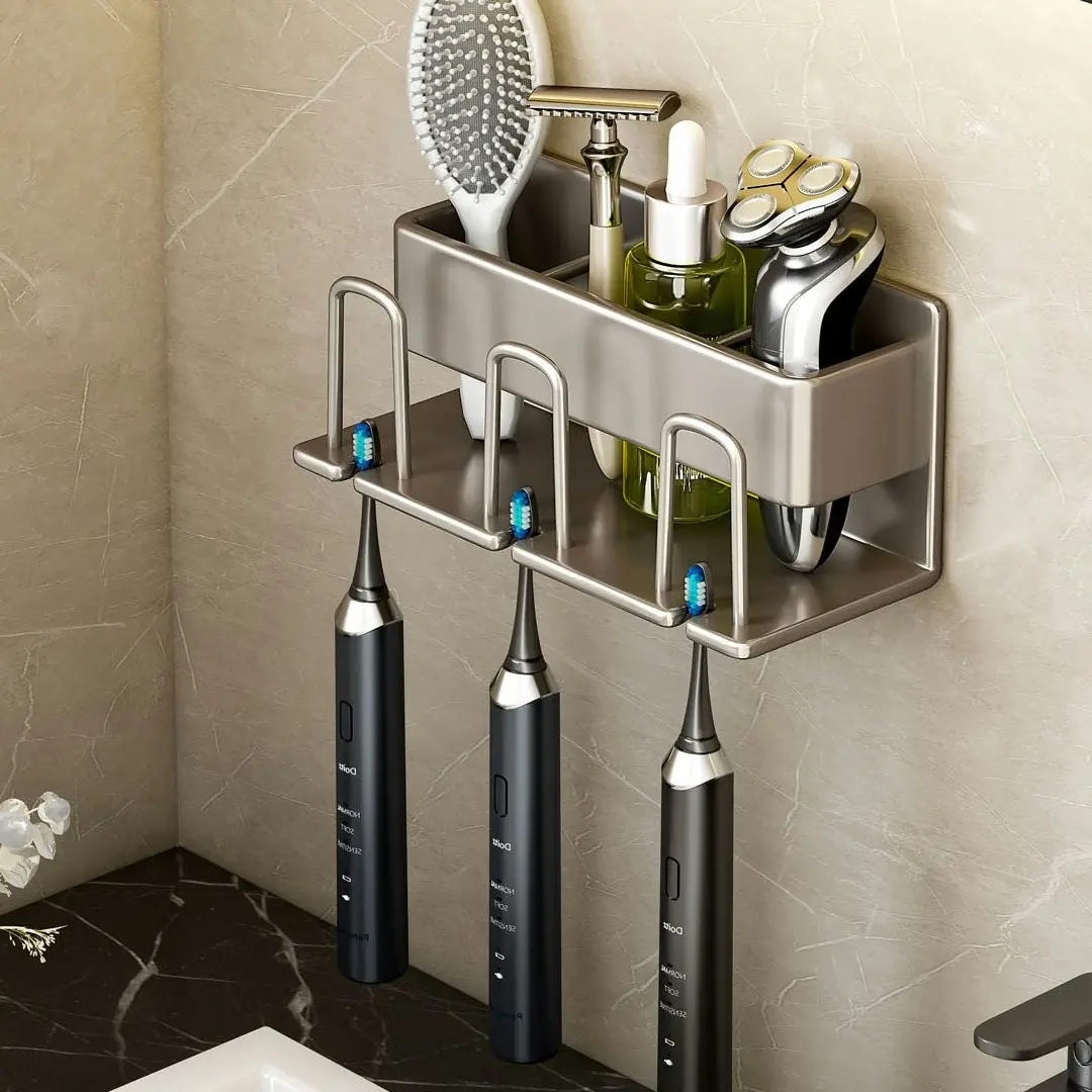 Soga 21cm Wall-Mounted Bathroom Storage Organiser Space Saving Adhesive Shelf Rack