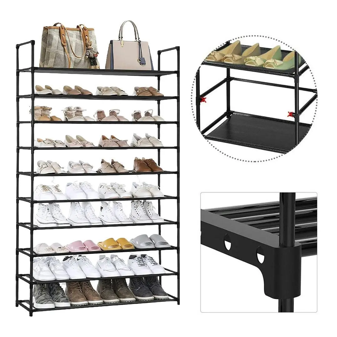 Soga 10 Tier Shoe Storage Shelf Space-Saving Caddy Rack Organiser with Handle