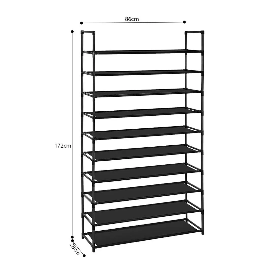 Soga 10 Tier Shoe Storage Shelf Space-Saving Caddy Rack Organiser with Handle