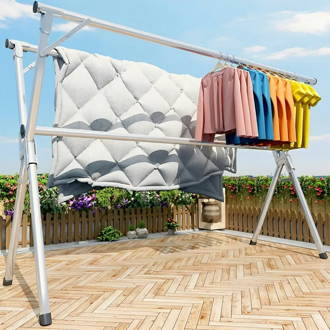 Soga 1.6m Portable Standing Clothes Drying Rack Foldable Space-Saving Laundry Holder 3 Poles