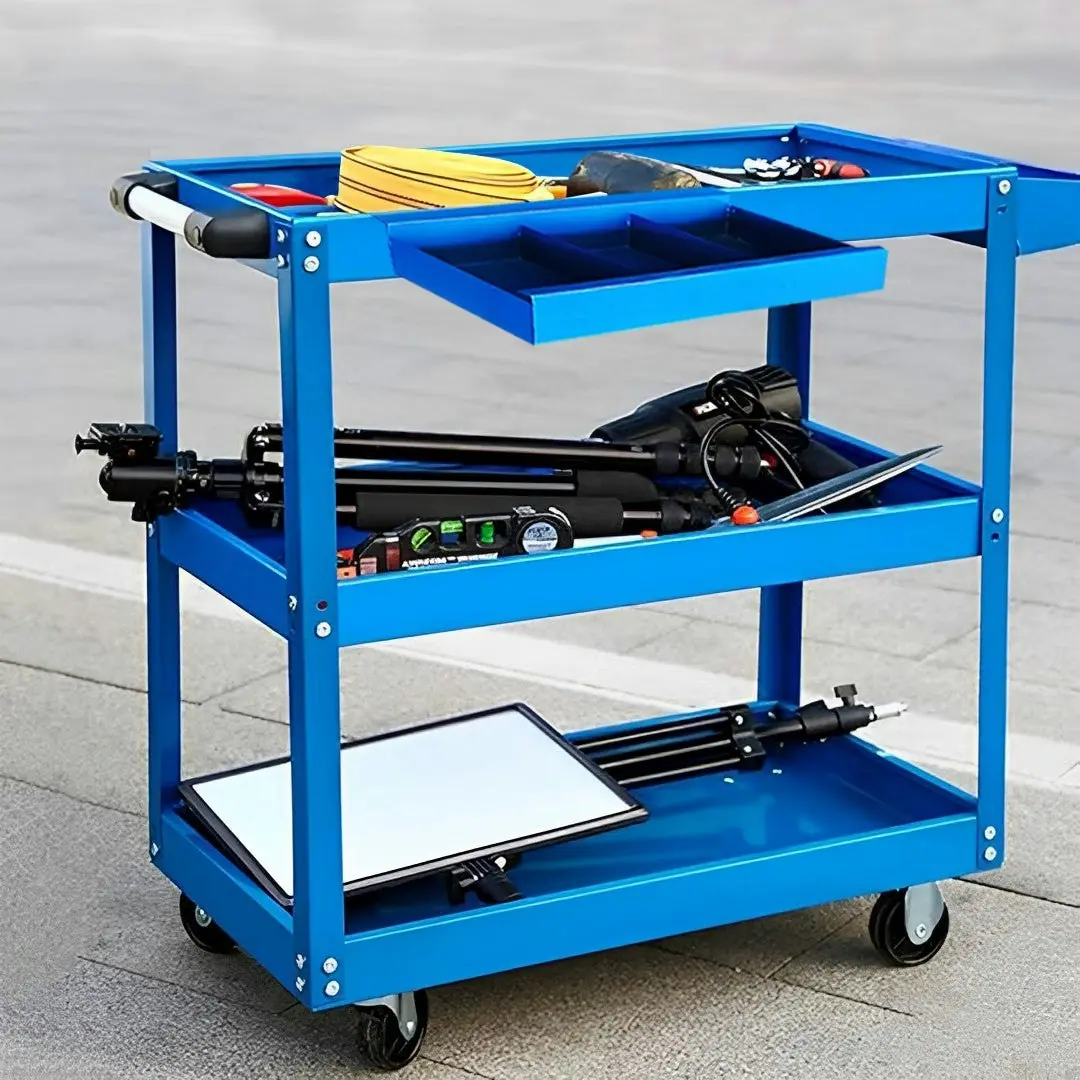 Soga 3 Tier Tool Storage Cart Portable Service Utility Heavy Duty Mobile Trolley Blue