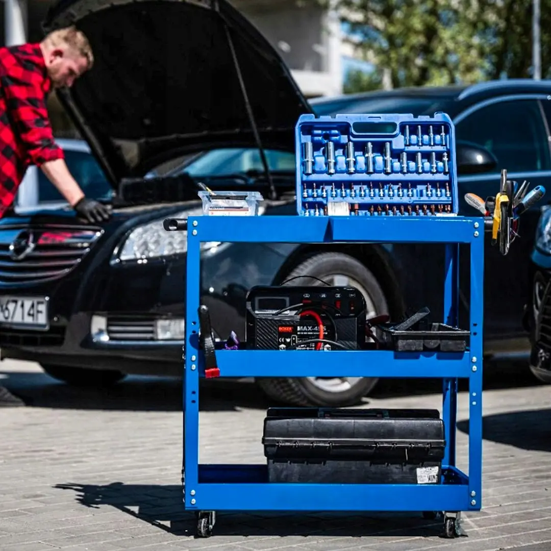 Soga 3 Tier Tool Storage Cart Portable Service Utility Heavy Duty Mobile Trolley Blue