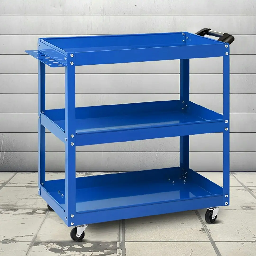 Soga 3 Tier Tool Storage Cart Portable Service Utility Heavy Duty Mobile Trolley Blue