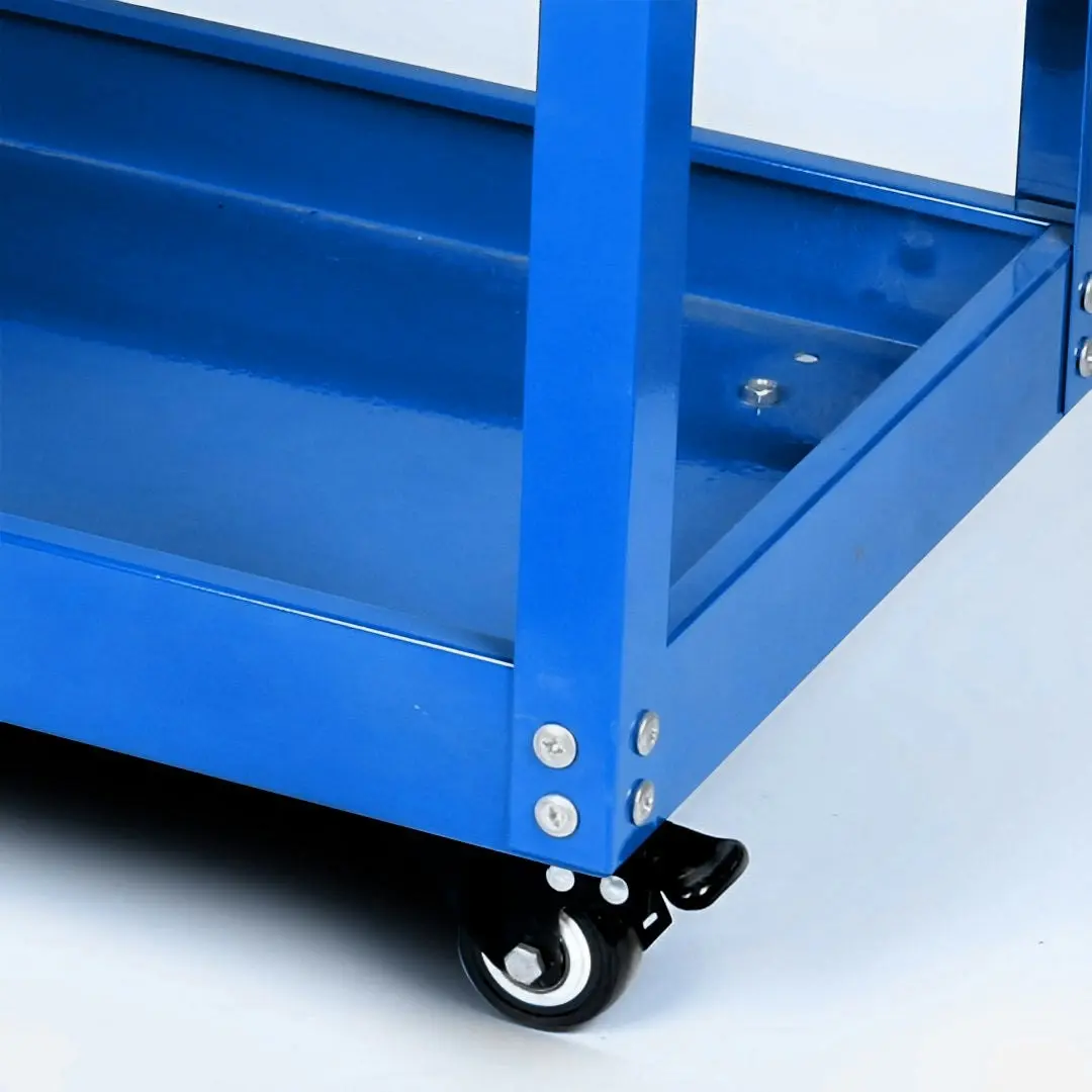 Soga 3 Tier Tool Storage Cart Portable Service Utility Heavy Duty Mobile Trolley with Hooks Blue