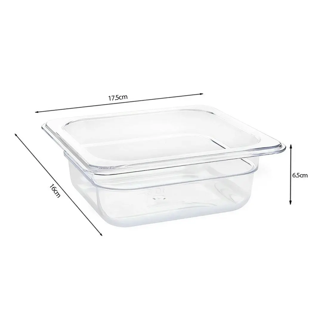 Soga 65mm Clear Gastronorm GN Pan 1/6 Food Tray Storage Bundle of 4 with Lid