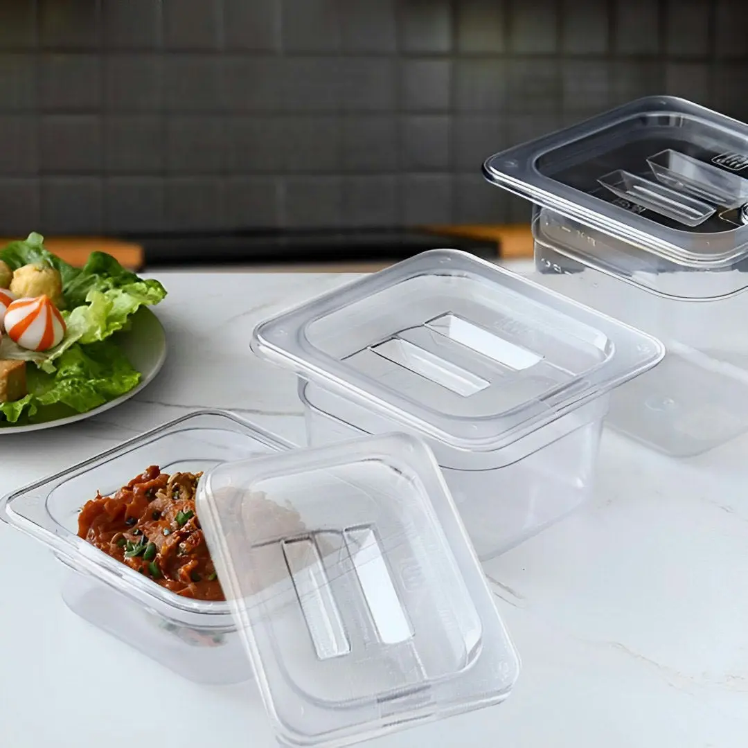 Soga 100mm Clear Gastronorm GN Pan 1/6 Food Tray Storage with Lid