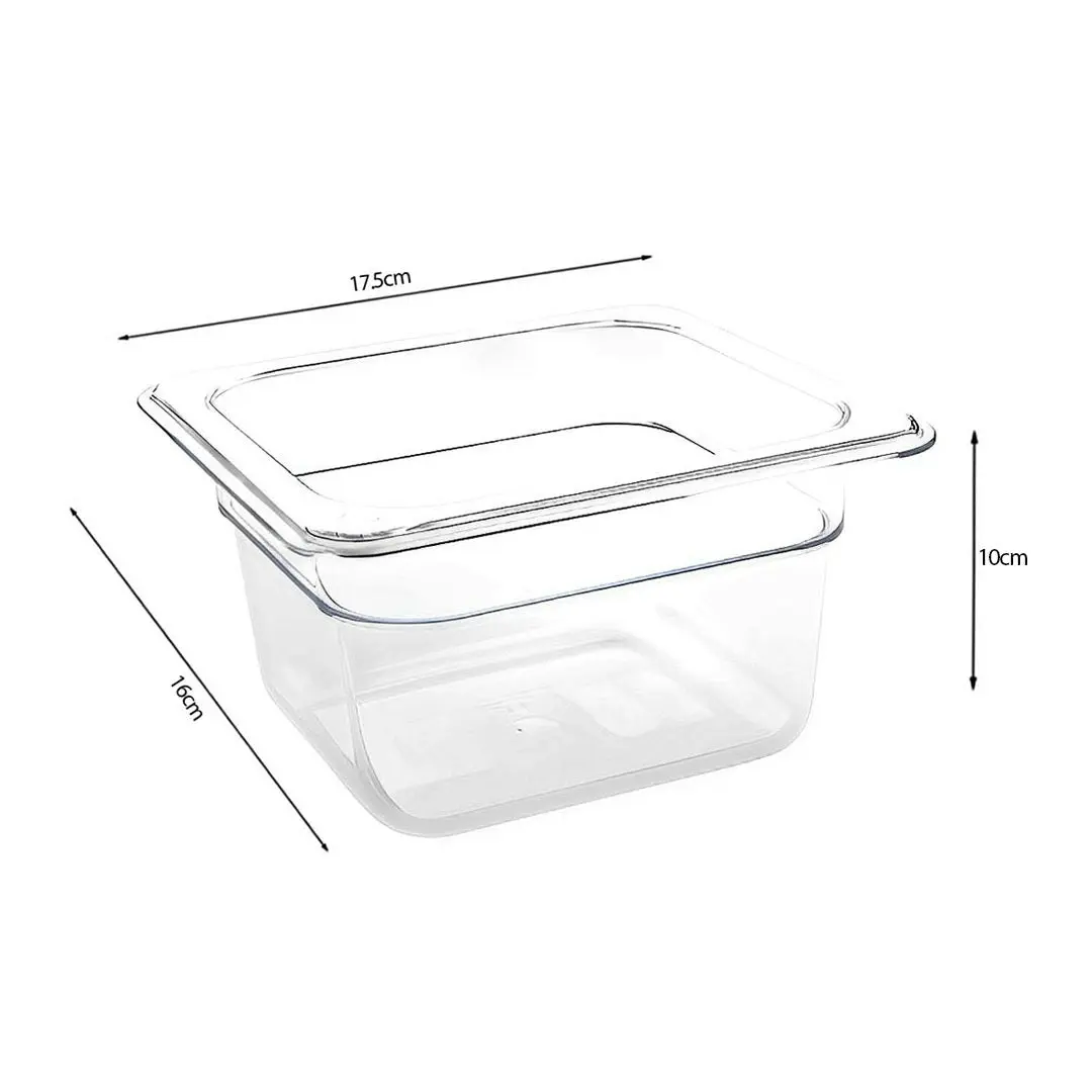 Soga 100mm Clear Gastronorm GN Pan 1/6 Food Tray Storage with Lid