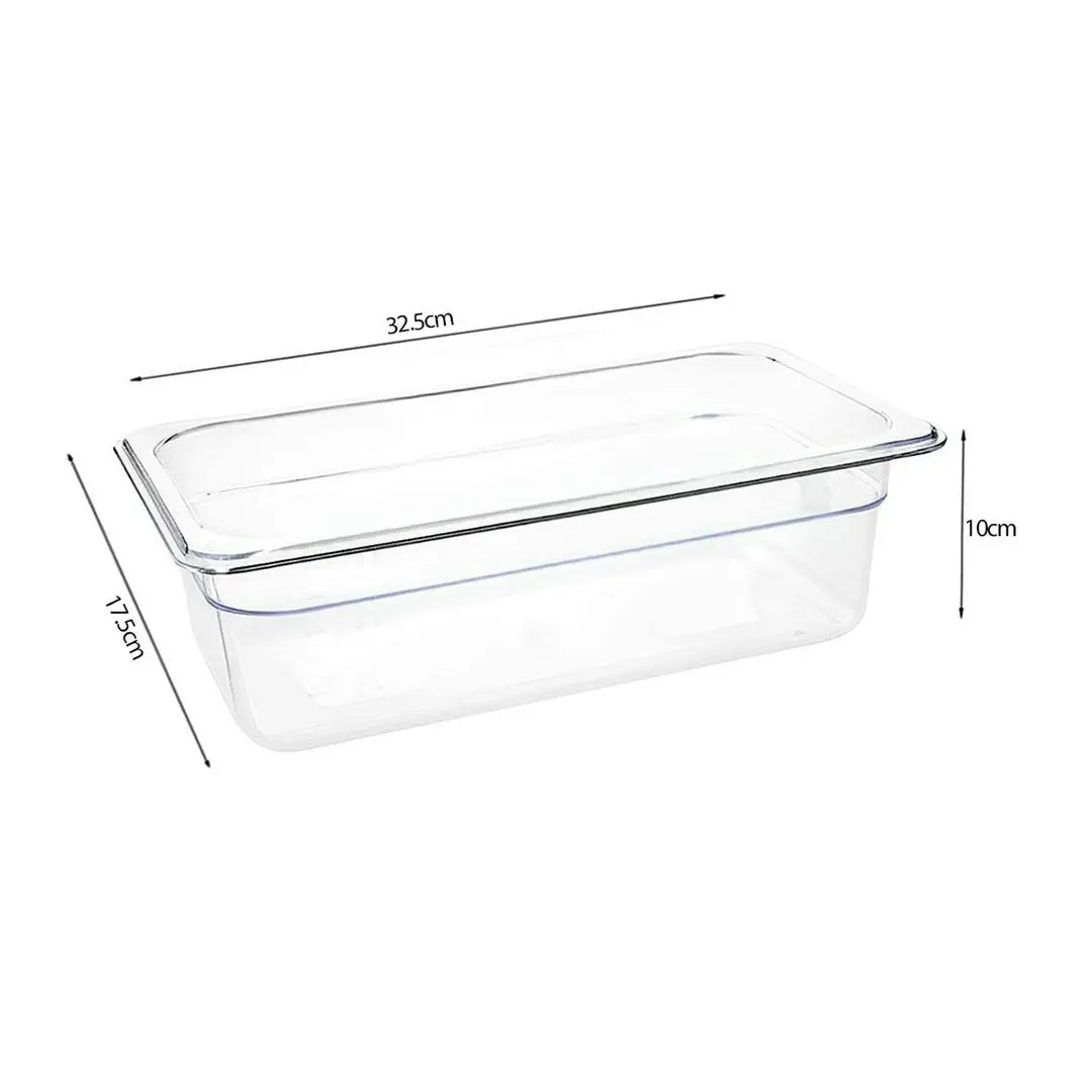 Soga 100mm Clear Gastronorm GN Pan 1/3 Food Tray Storage with Lid