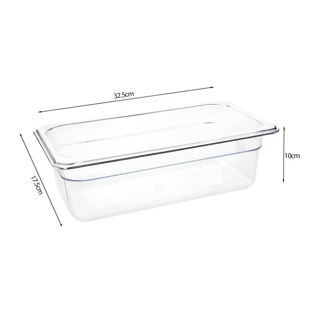 Soga 100mm Clear Gastronorm GN Pan 1/3 Food Tray Storage Bundle of 2 with Lid